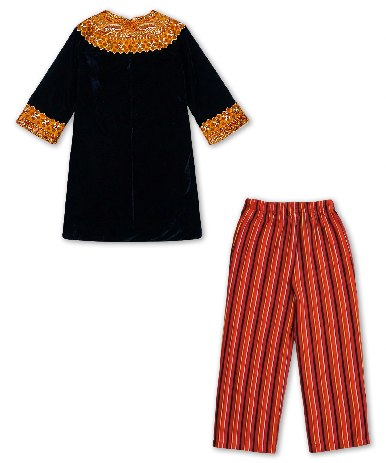 Velvet Embroidered Patch Kurta Set