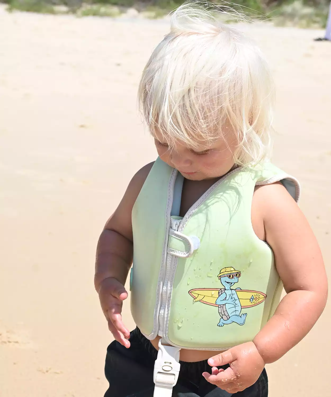 Kids Swim Vest 1-2 Shred Turtle Aqua