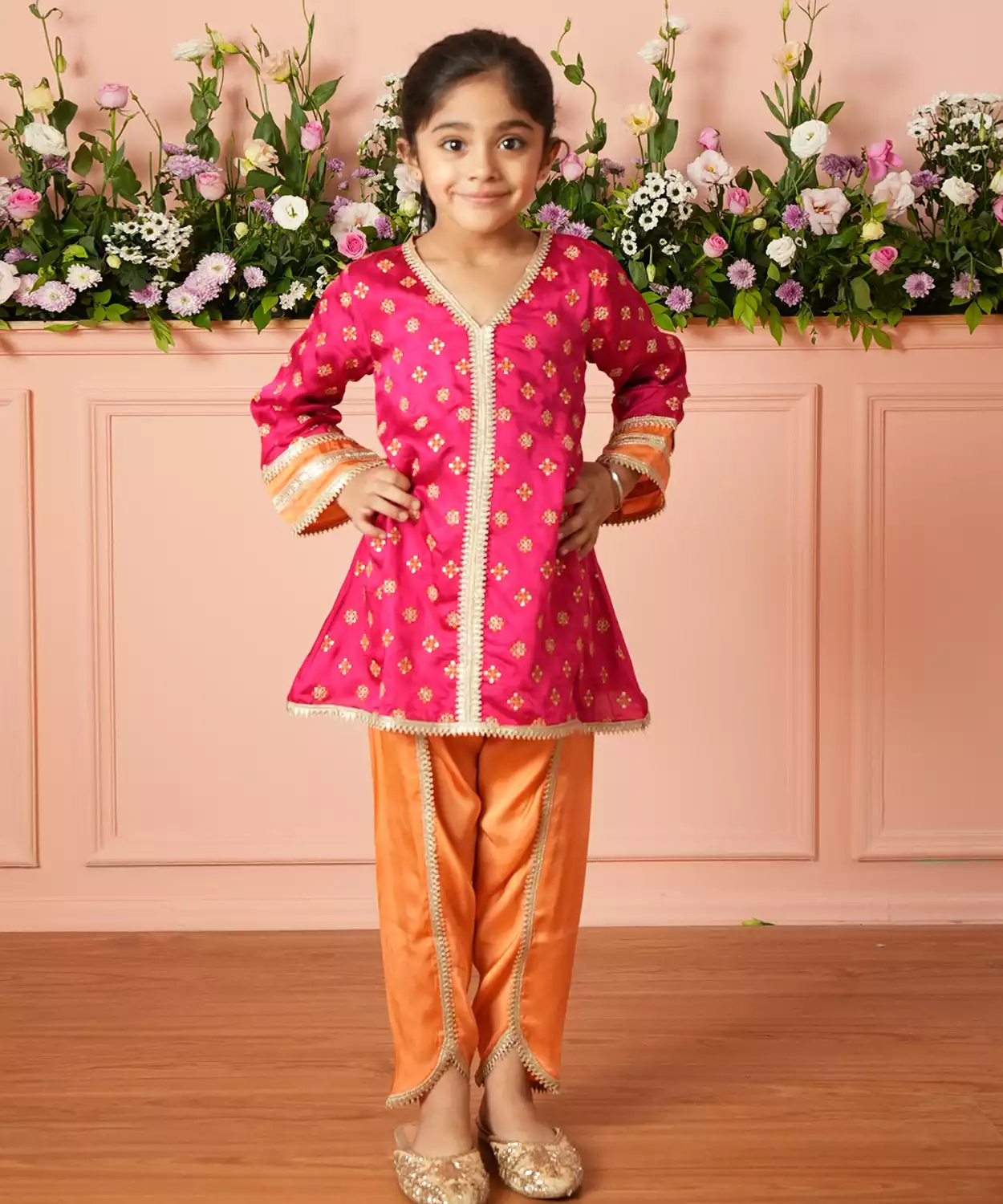 Tazmin Bemberg Satin Fuschia Kurta Set With Dupatta