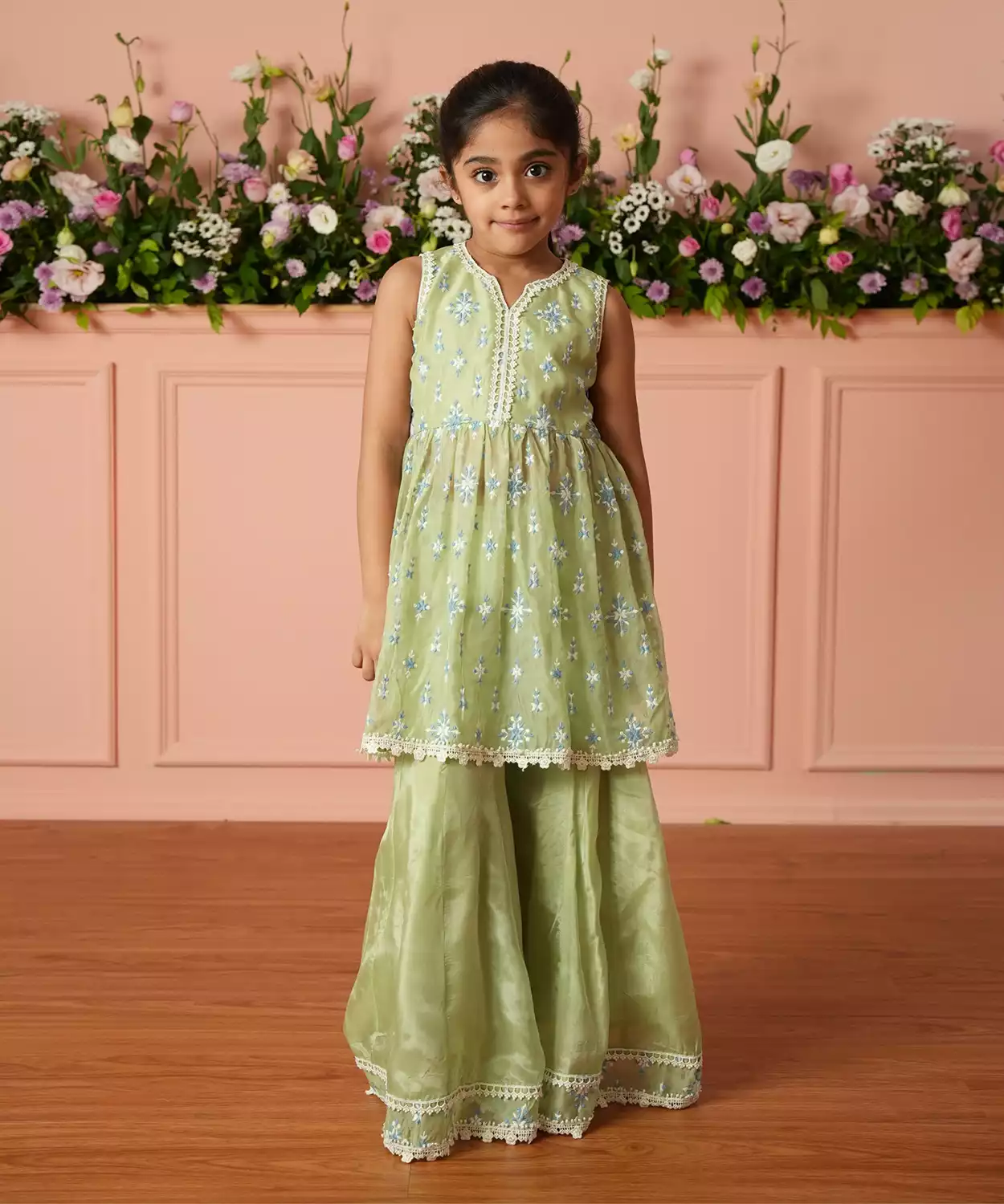 Organza Averine Green Kurta Set