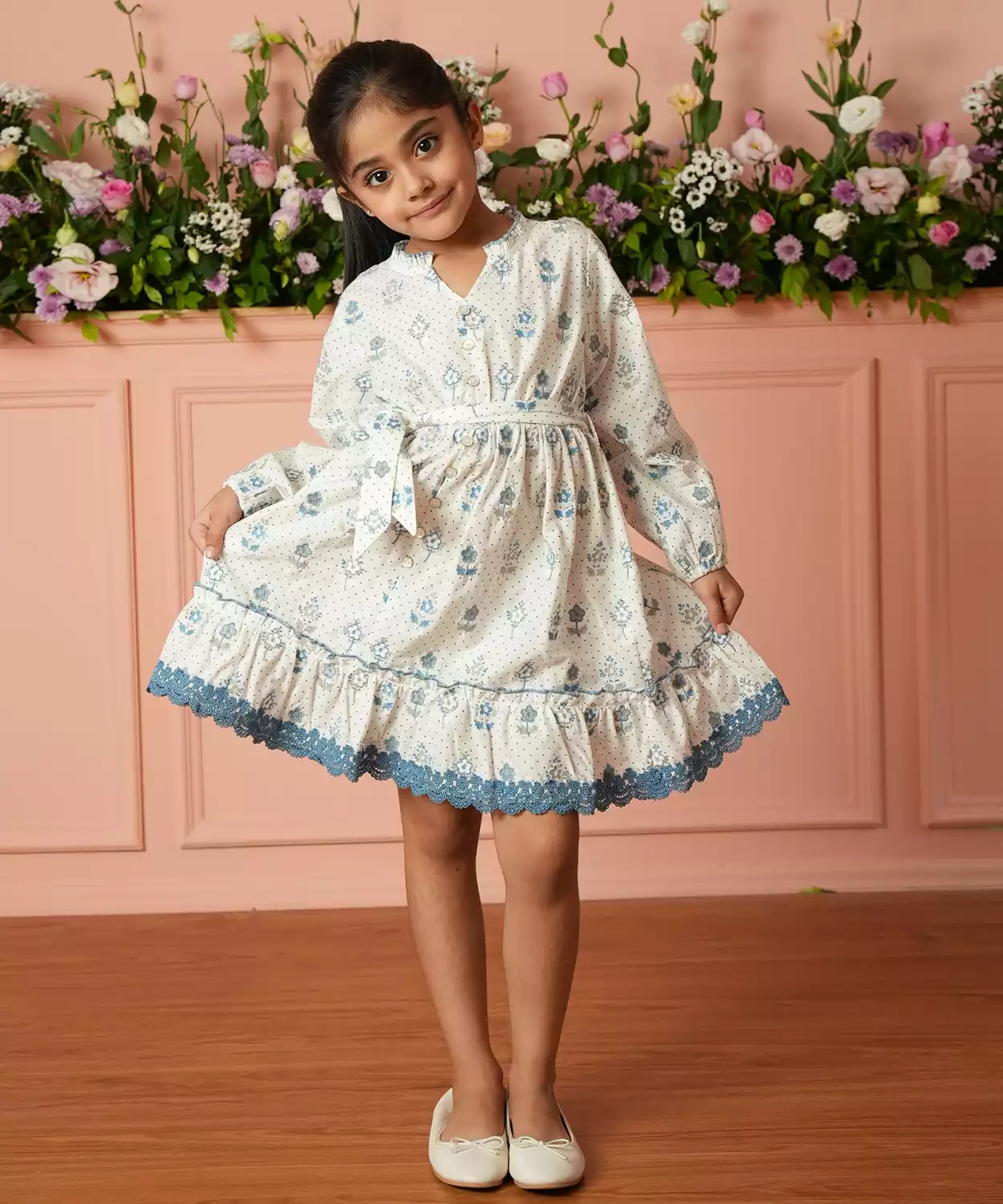 Cotton Printed Lyshaelle White Dress