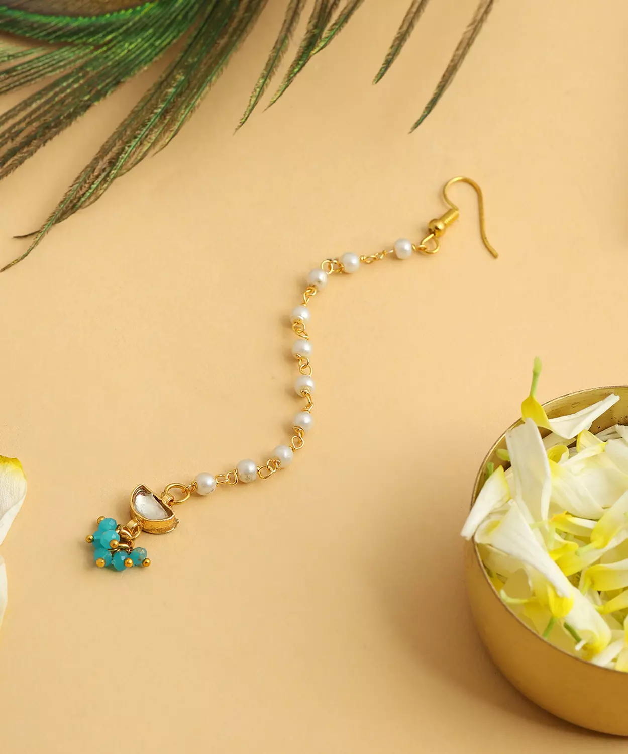 Festive Green And Gold Maang Tikka