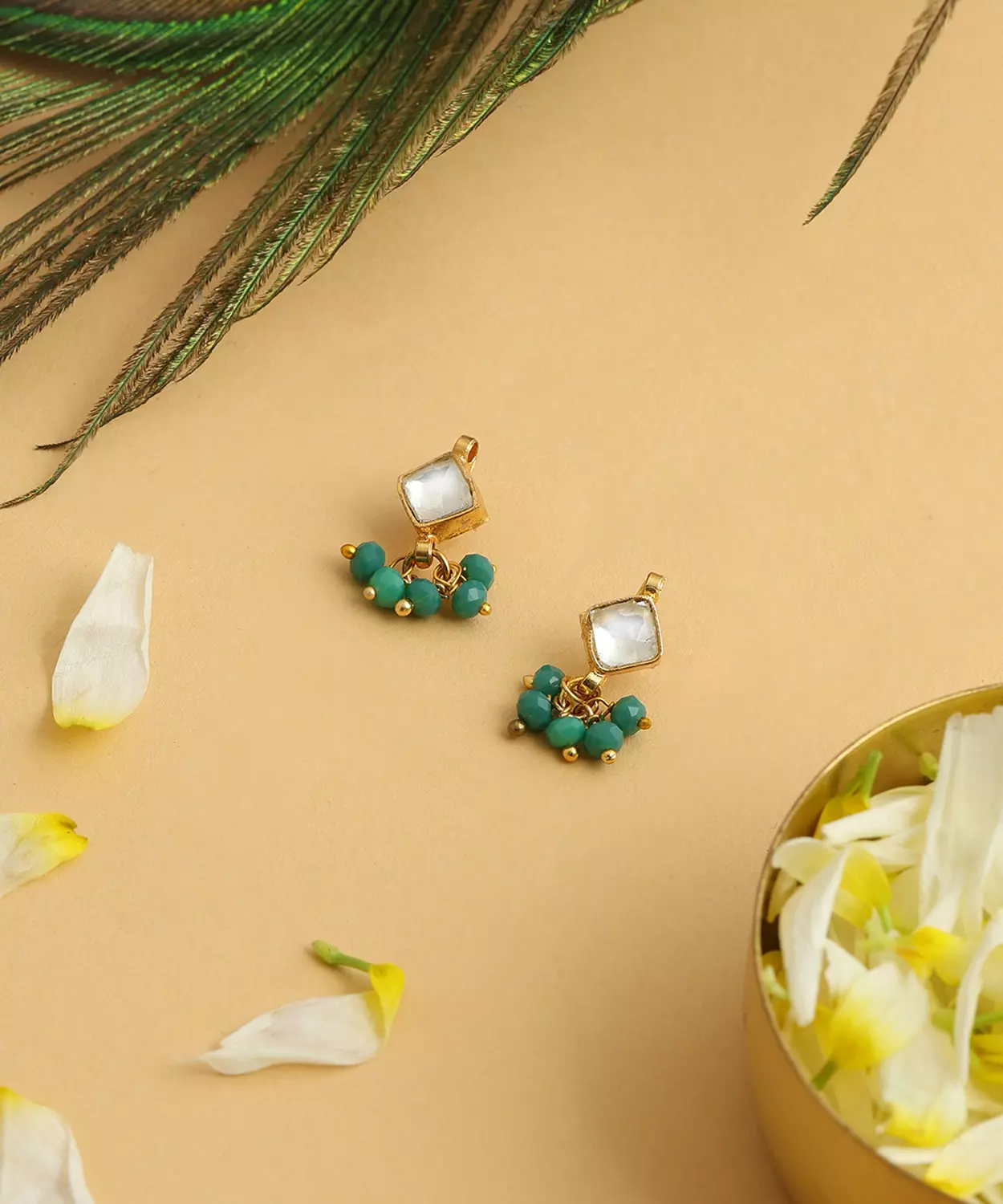 Diamond Pearl Dangling Earrings