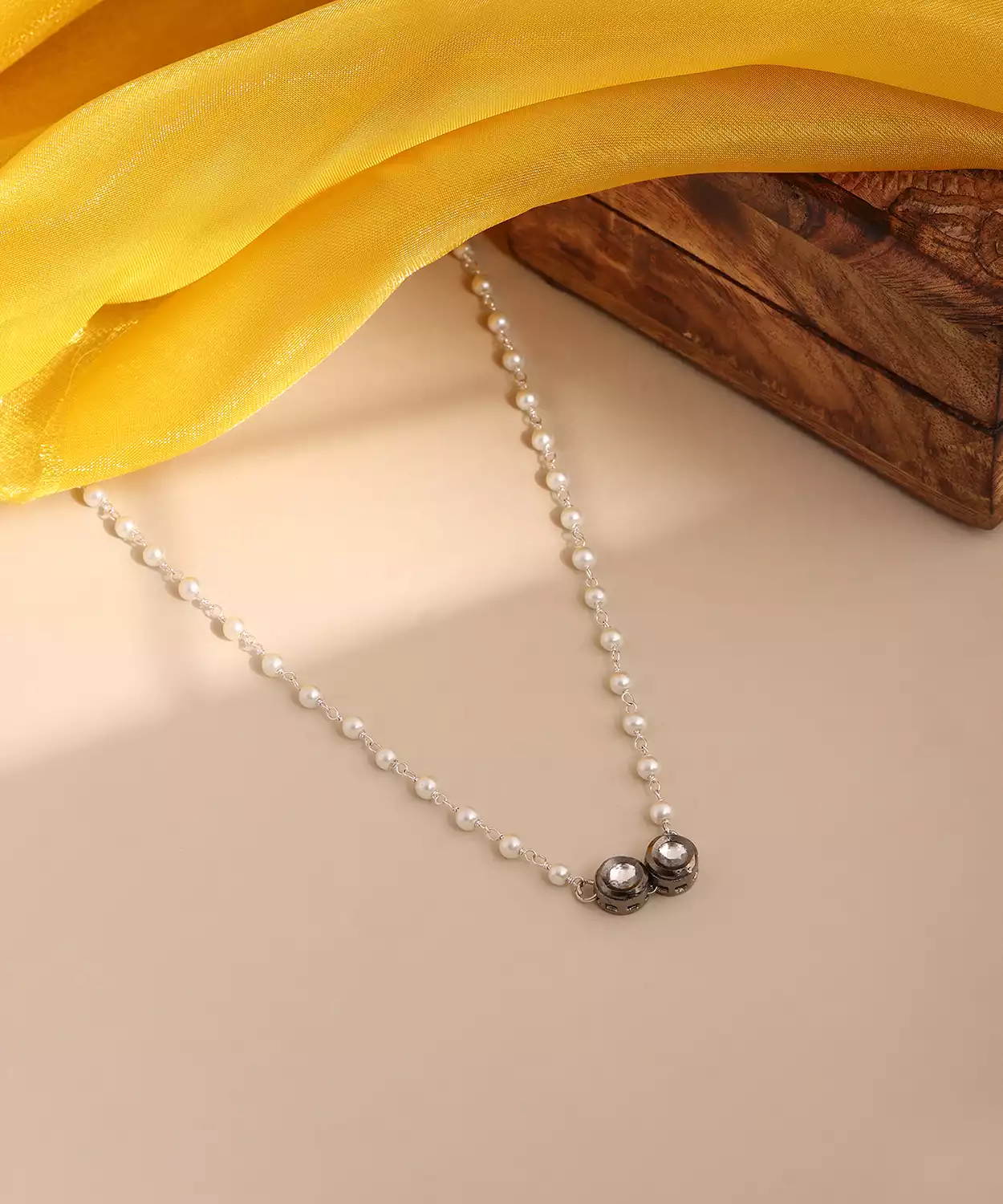 Double Stone Round Kundan In Silver Gold Finish Brass