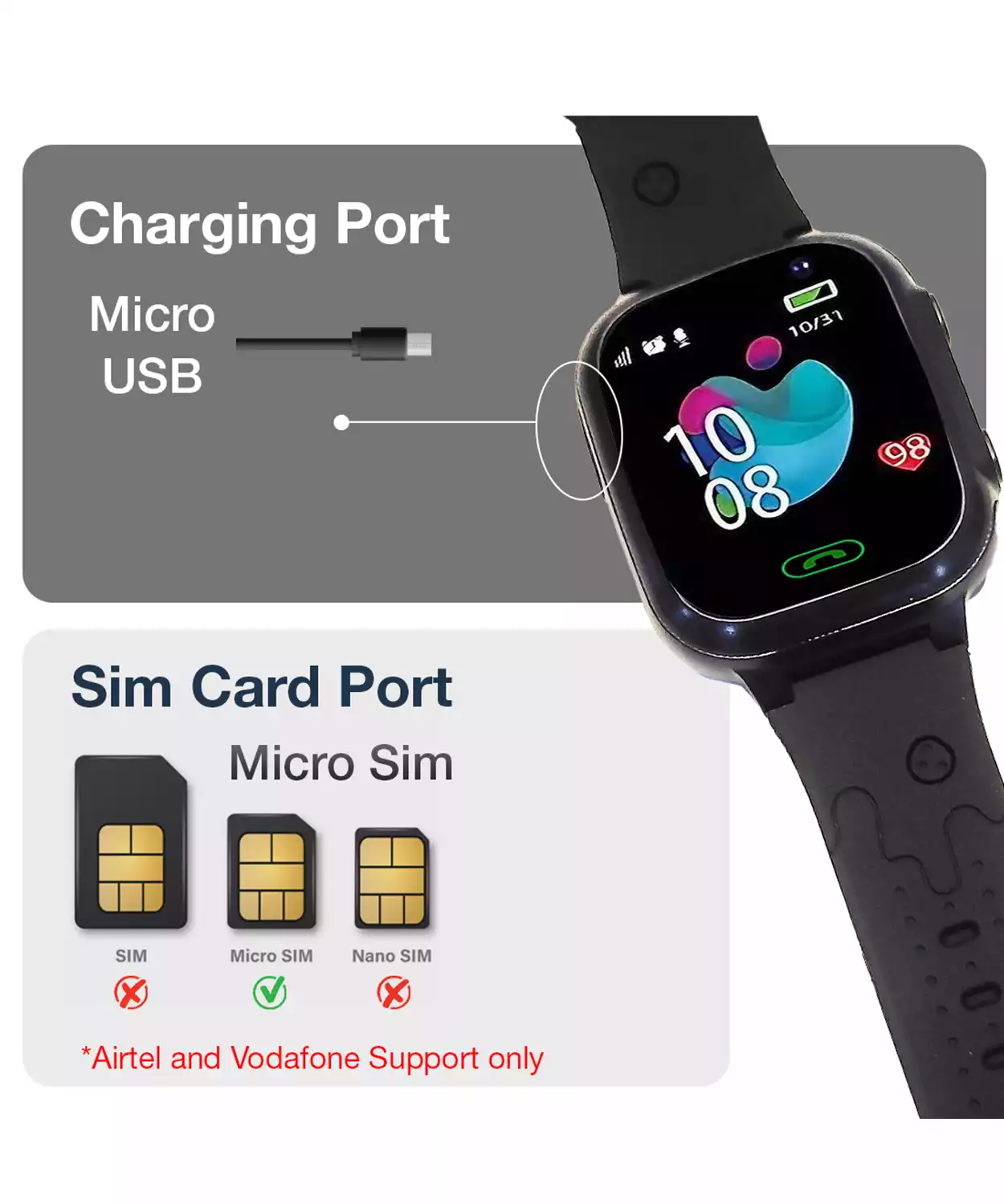 Sekyo S2 Pro Kids Smartwatch With Sim Calling, Location, Camera