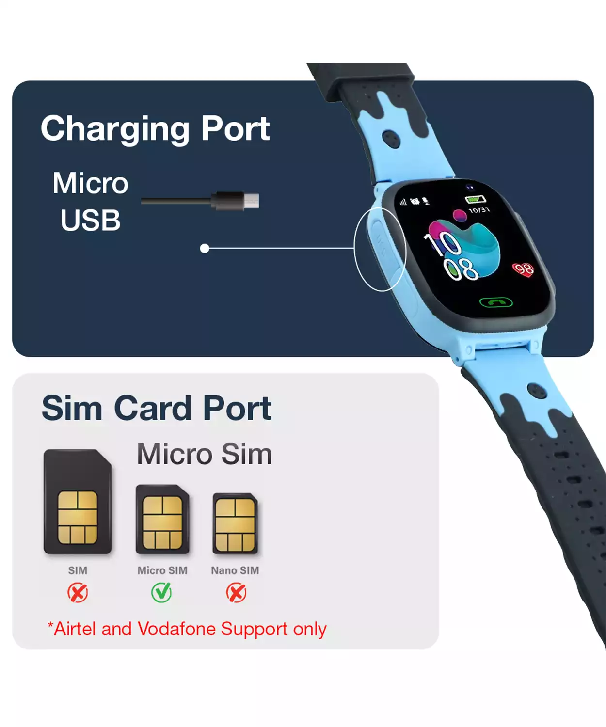 Sekyo S2 Pro Smart Watch For Kids, Location, Camera, Sim Calling