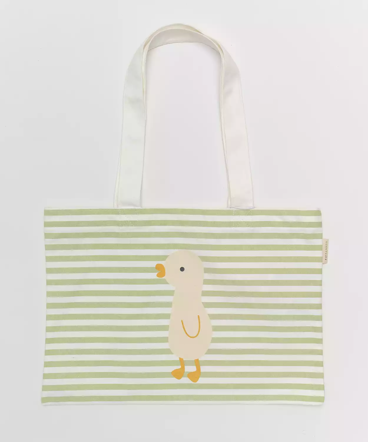 Kids Canvas Beach Bag Duck Sage Stripe