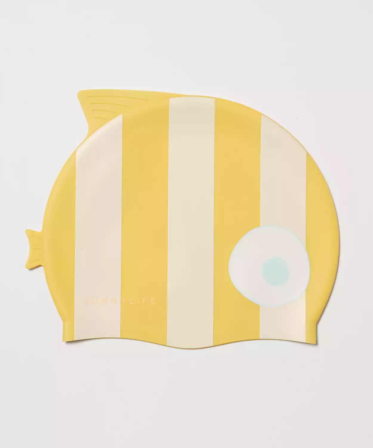 Kids Swimming Cap Finn the Fish Mustard Stripe