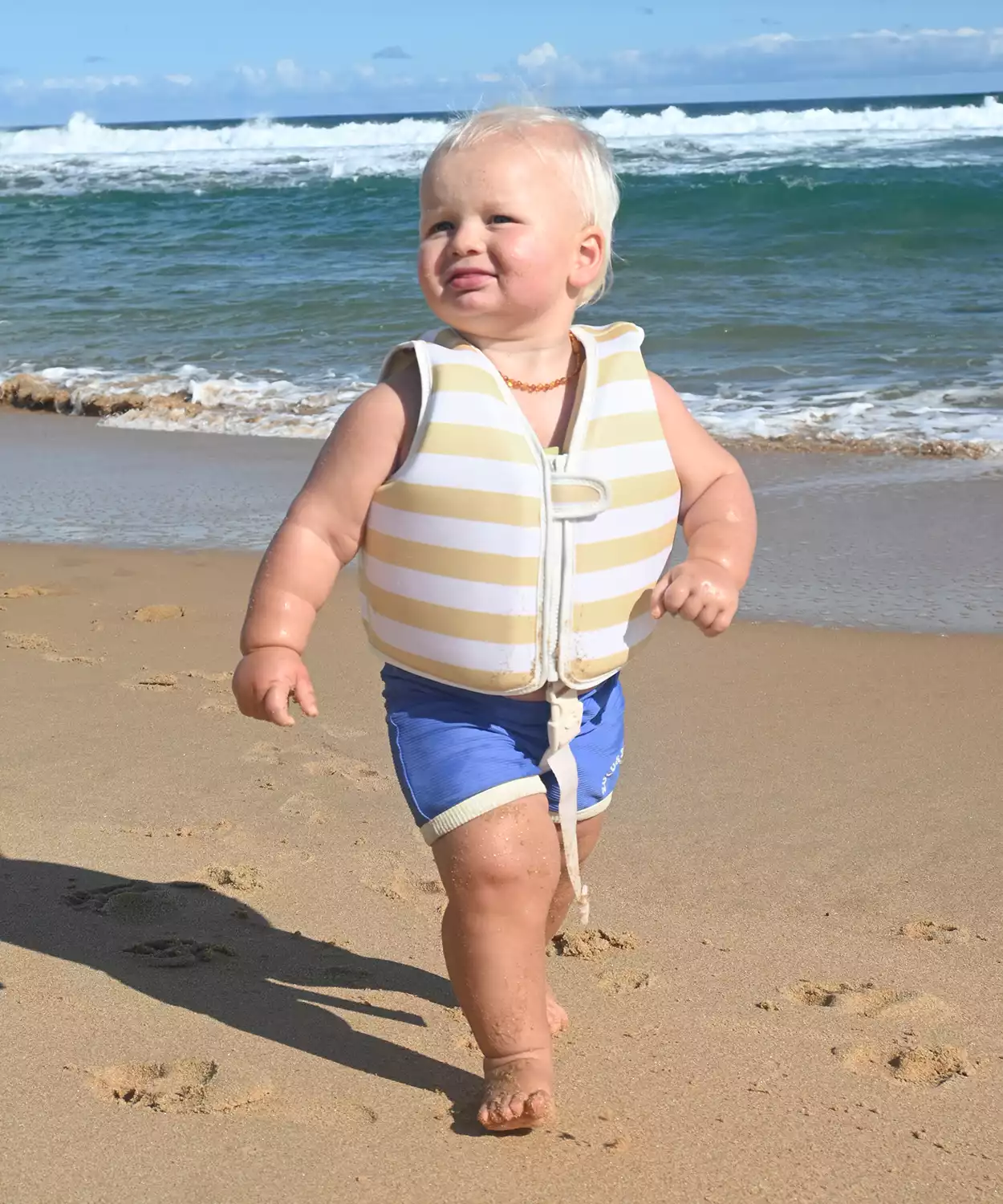 Kids Swim Vest 1-2 Sid the Seagull Mustard Stripe