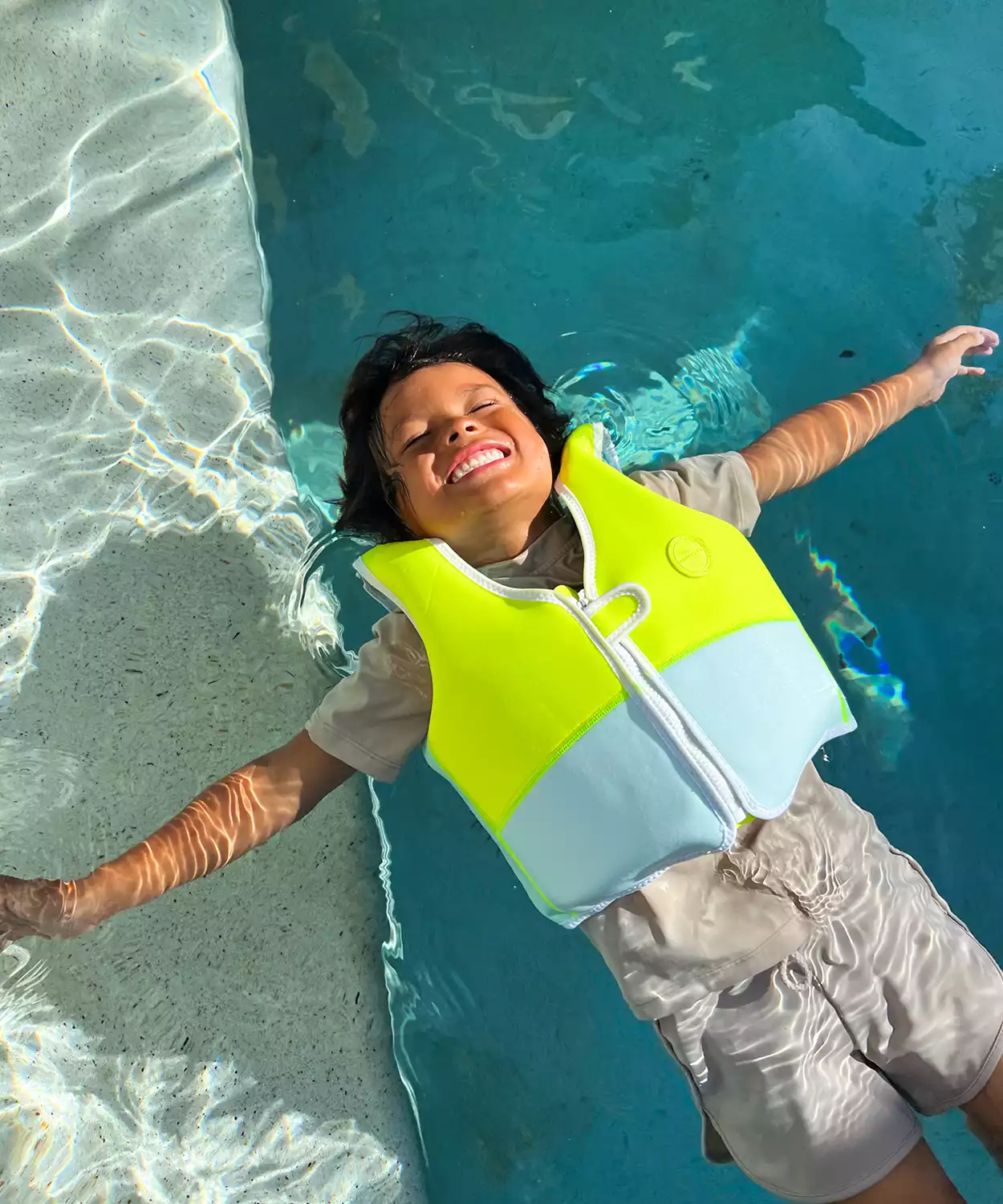 Salty the Shark Swim Vest 3-6 Aqua Neon Yellow