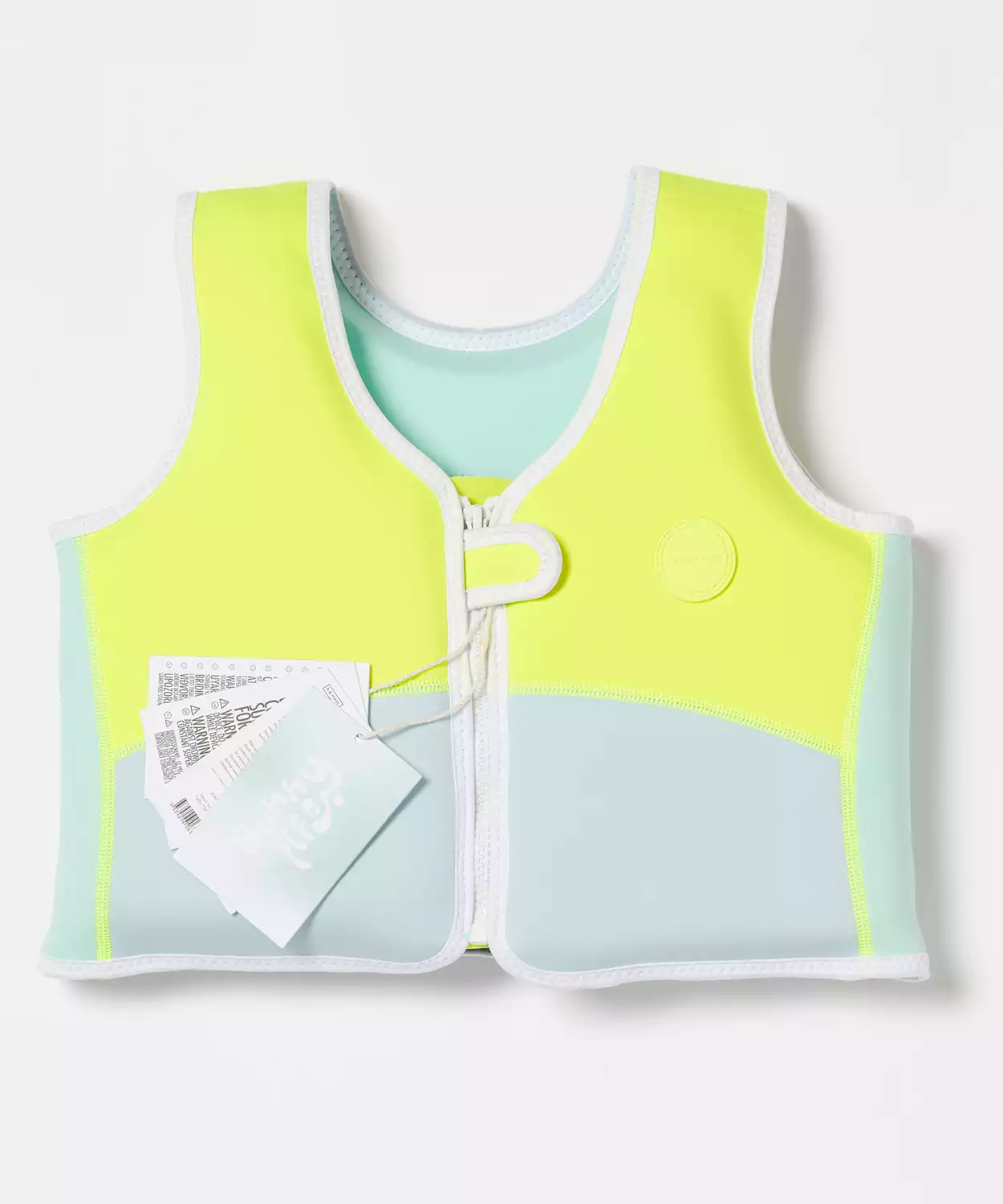 Salty the Shark Swim Vest 3-6 Aqua Neon Yellow