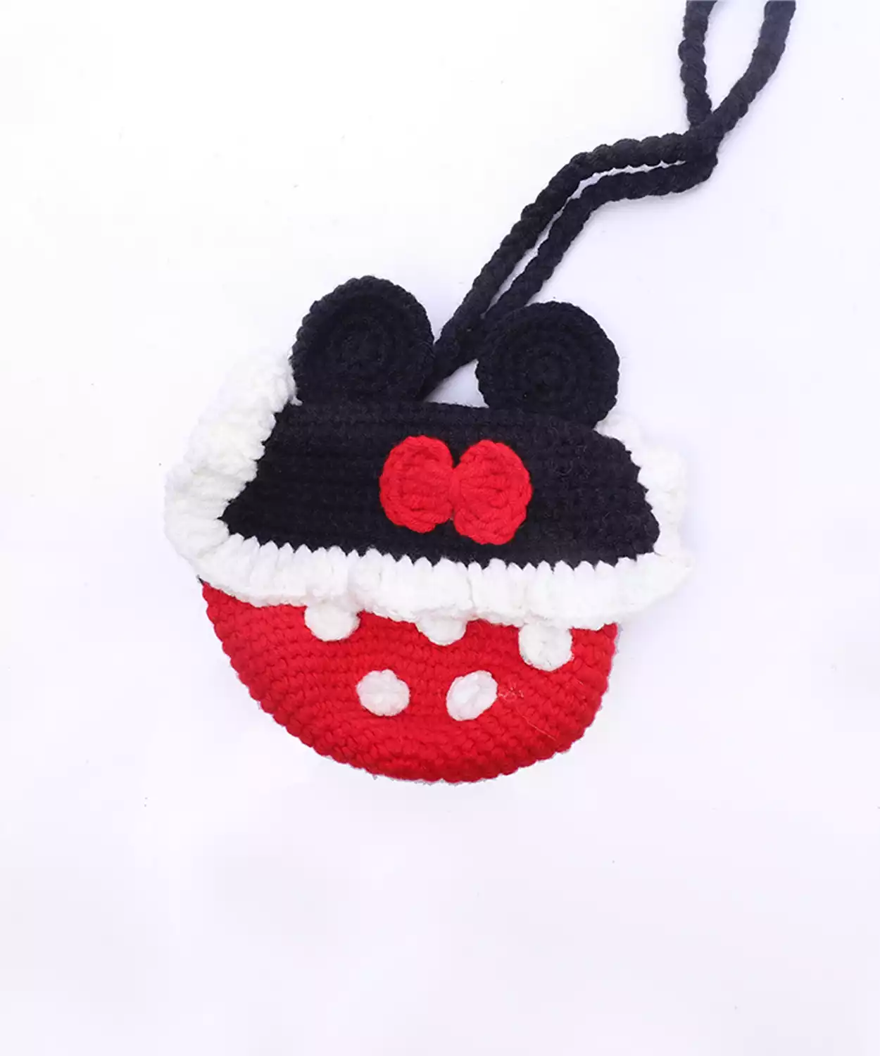 Red Mickey Bag  With Hand Crochet