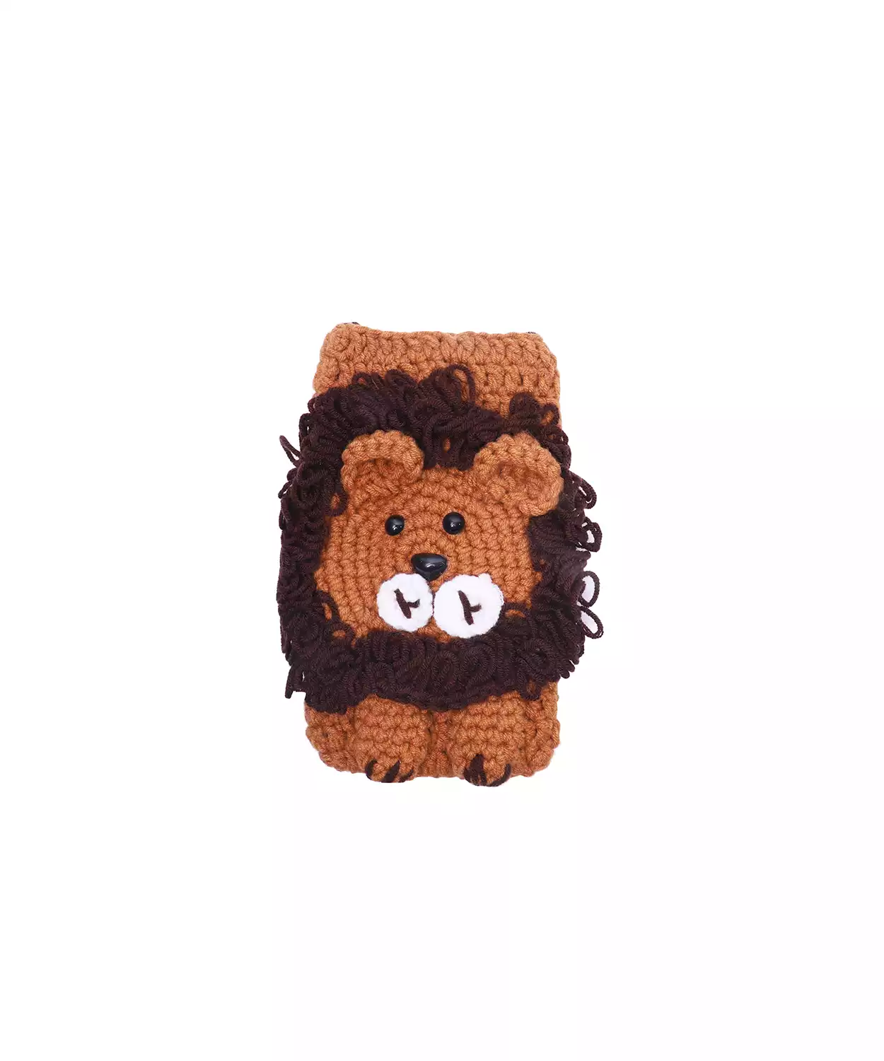 Brown Lion Bag With Hand Crochet For Mobile