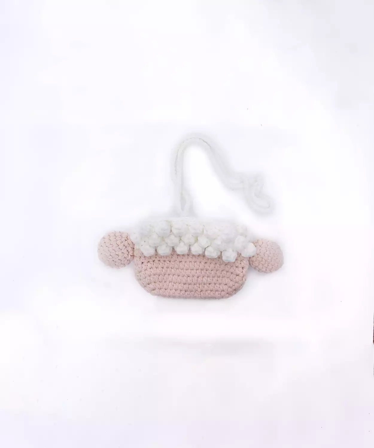 White Top Open Sheep Bag With Hand Crochet