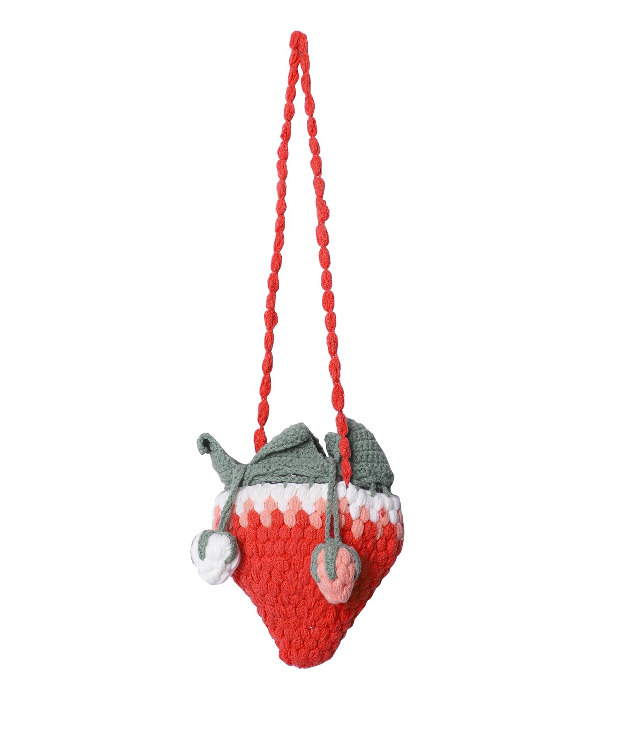 Red Strawberry Bag  With Hand Crochet, With Dori