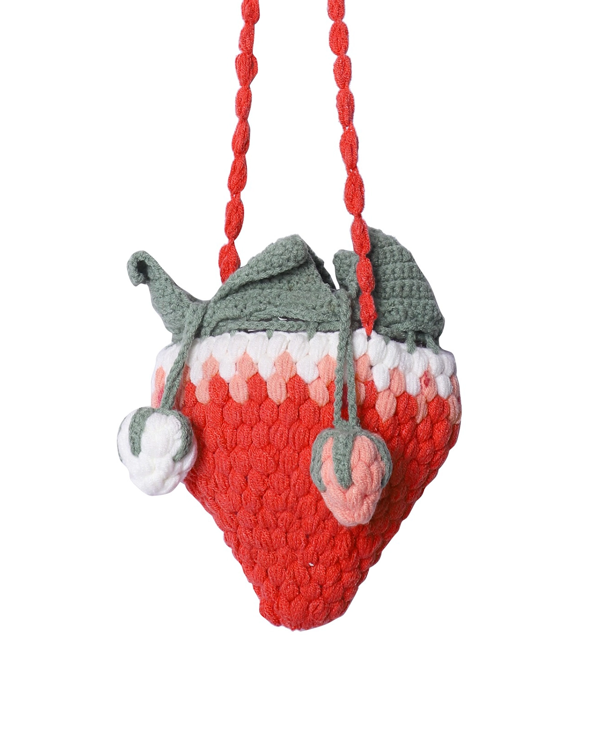 Red Strawberry Bag  With Hand Crochet, With Dori