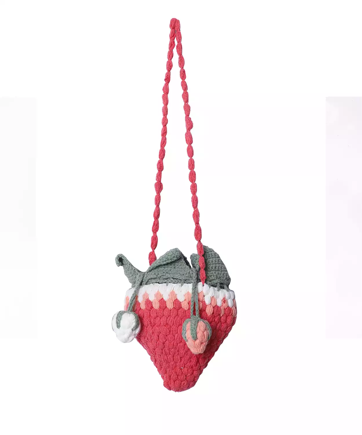 Pink Strawberry Bag With Hand Crochet, Dori