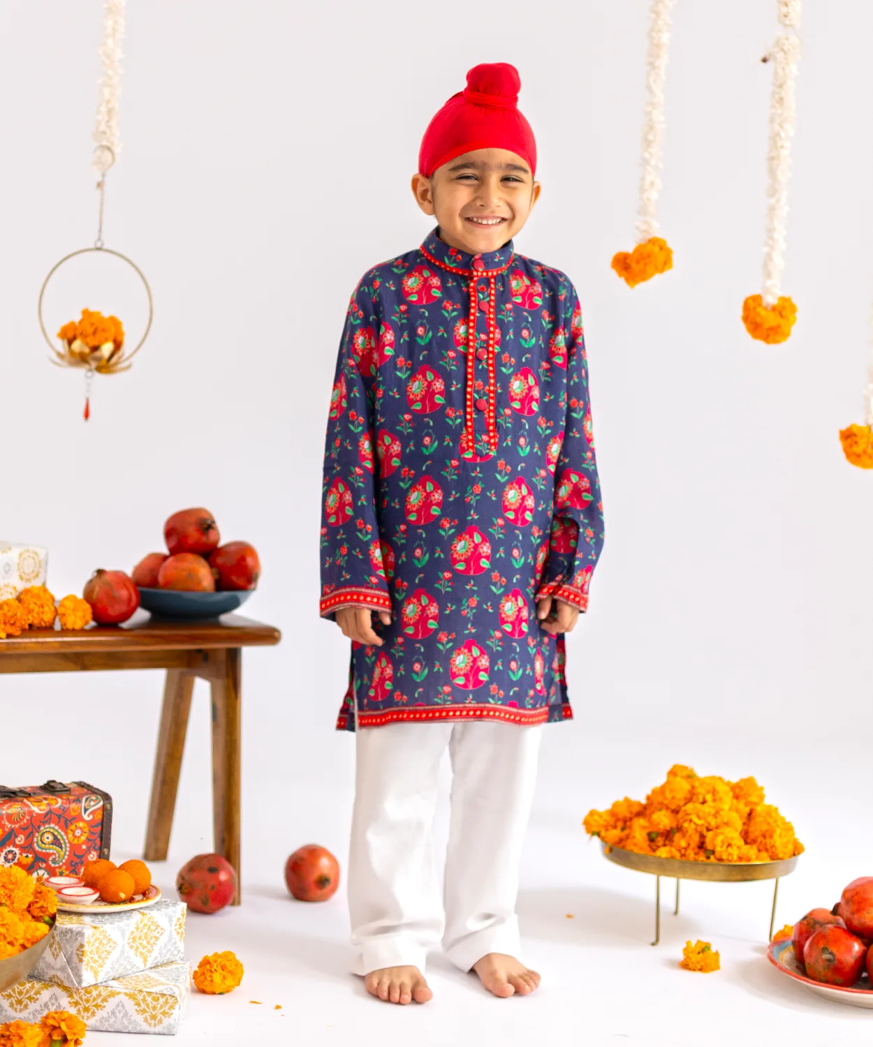 Blue Anar Jaal Printed Kurta Set