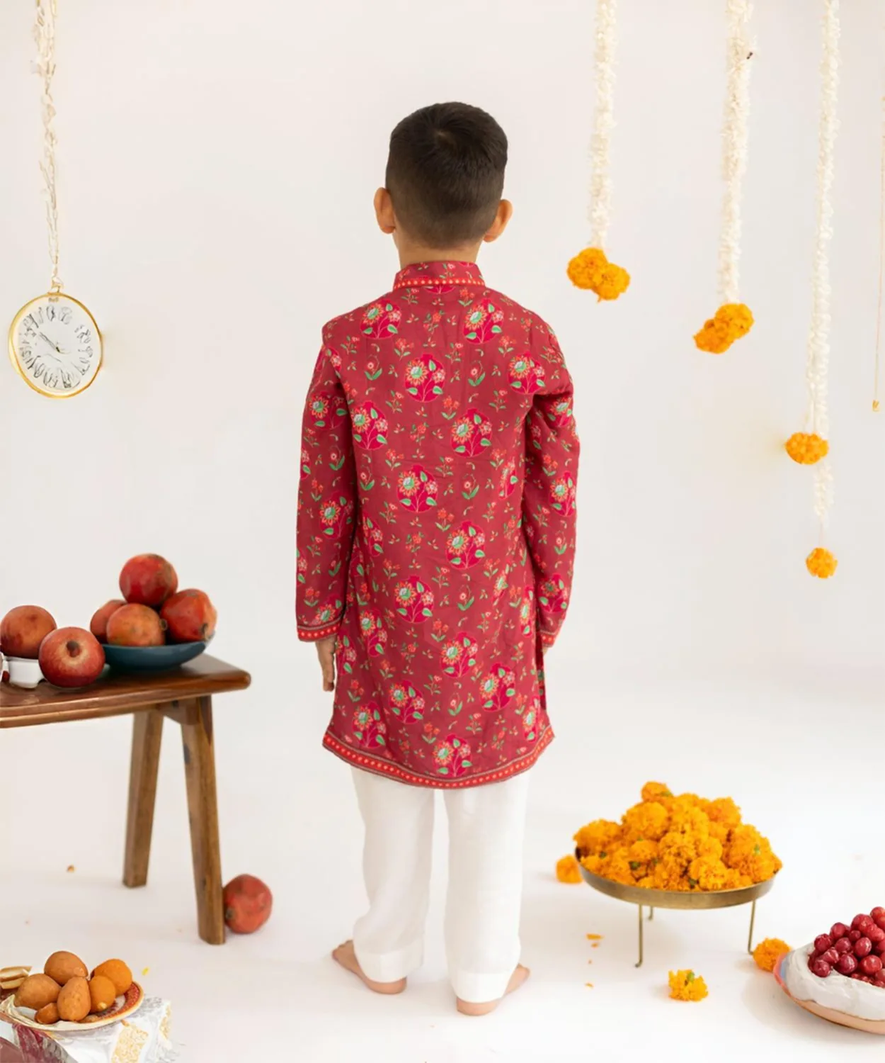 Maroon Jaal Printed Muslin Kurta Set