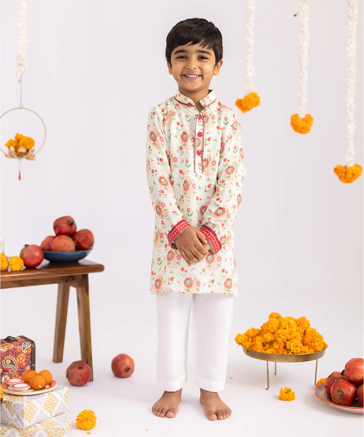 Off White Anar Jaal Printed Muslin Kurta Set