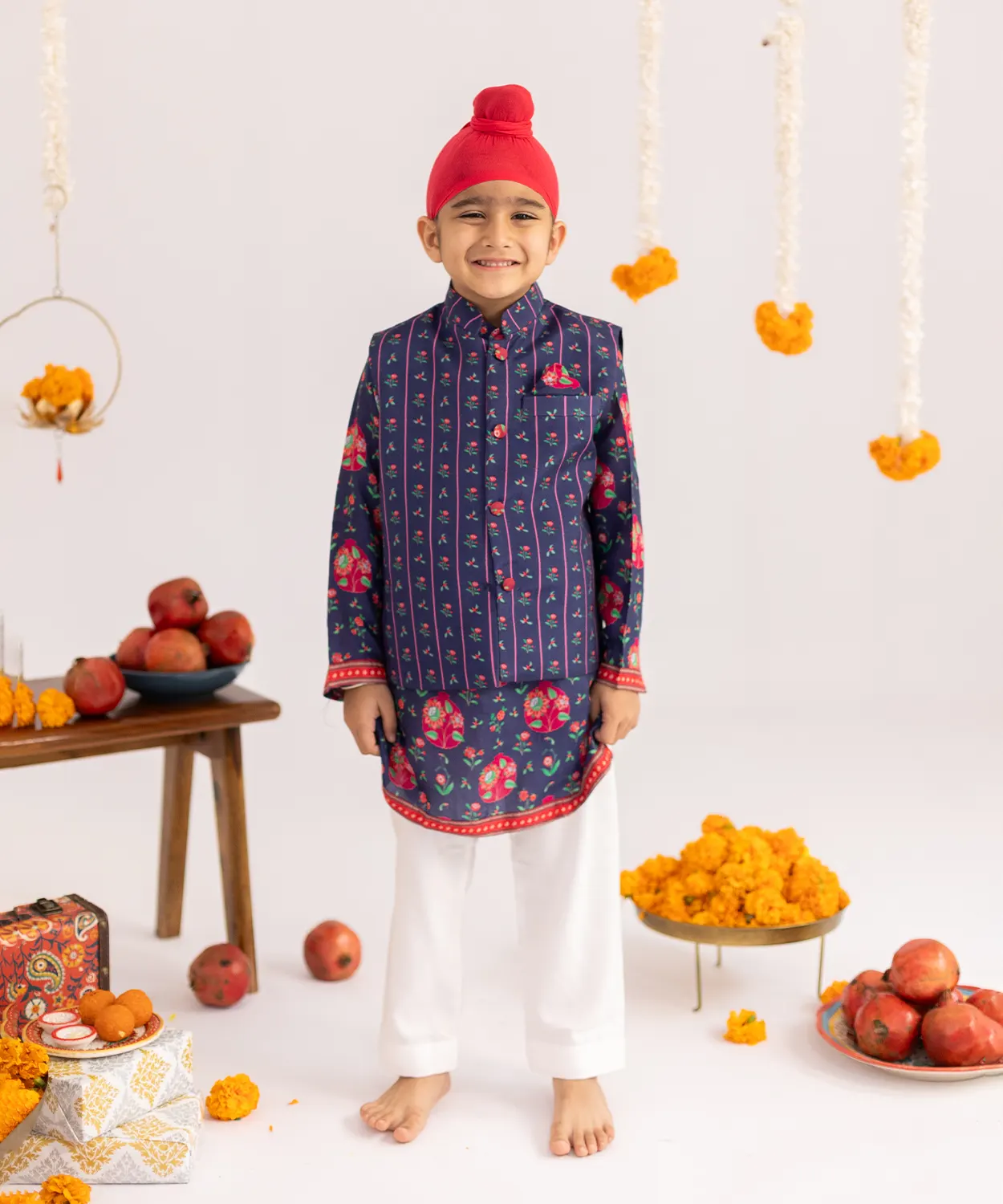 Blue Anar Jaal Printed Muslin Jacket Set