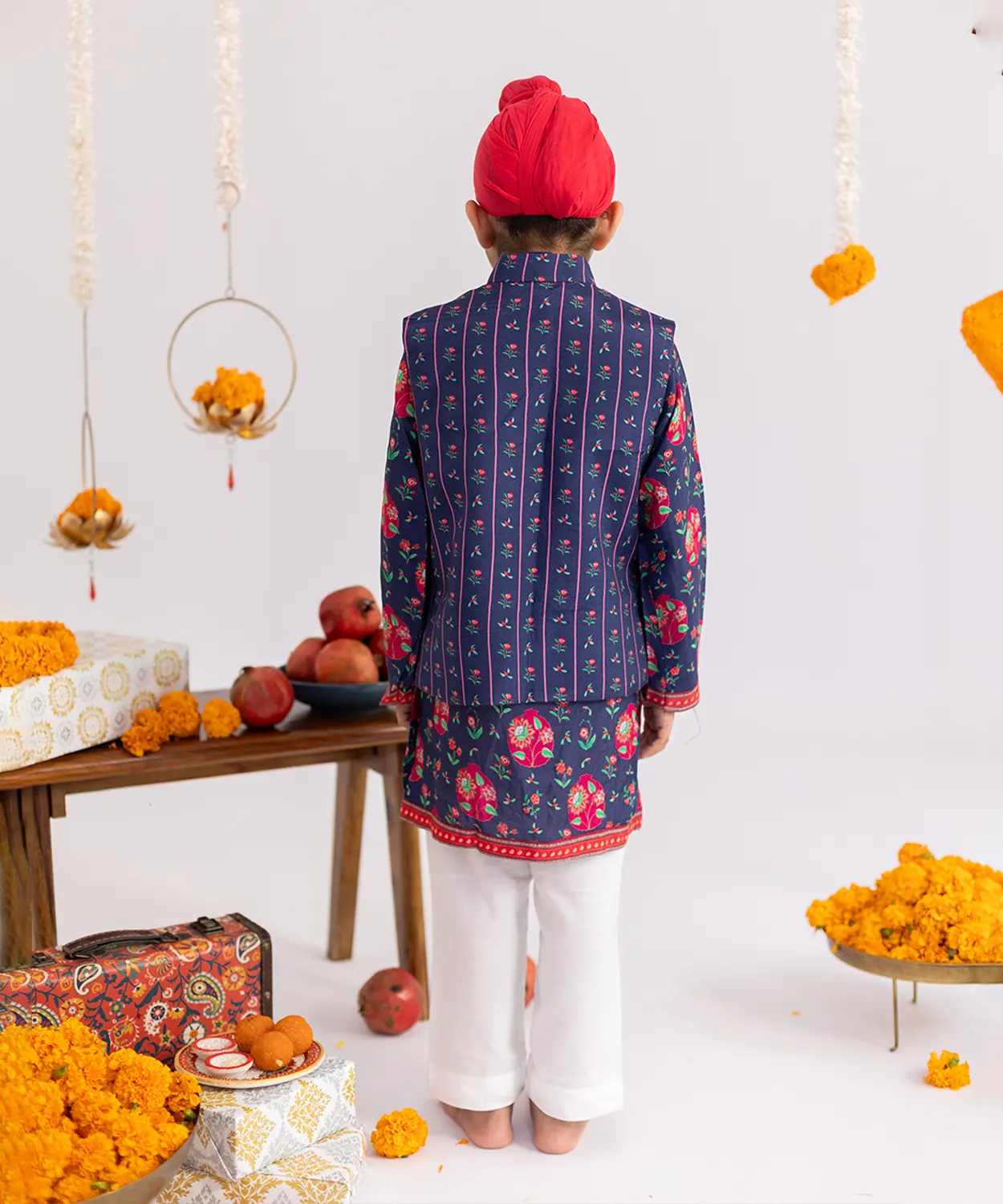 Blue Anar Jaal Printed Muslin Jacket Set