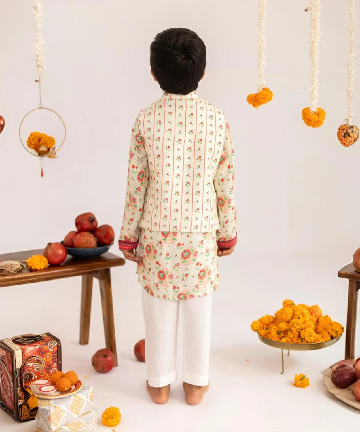 Off White Anar Jaal Printed Muslin Jacket Set