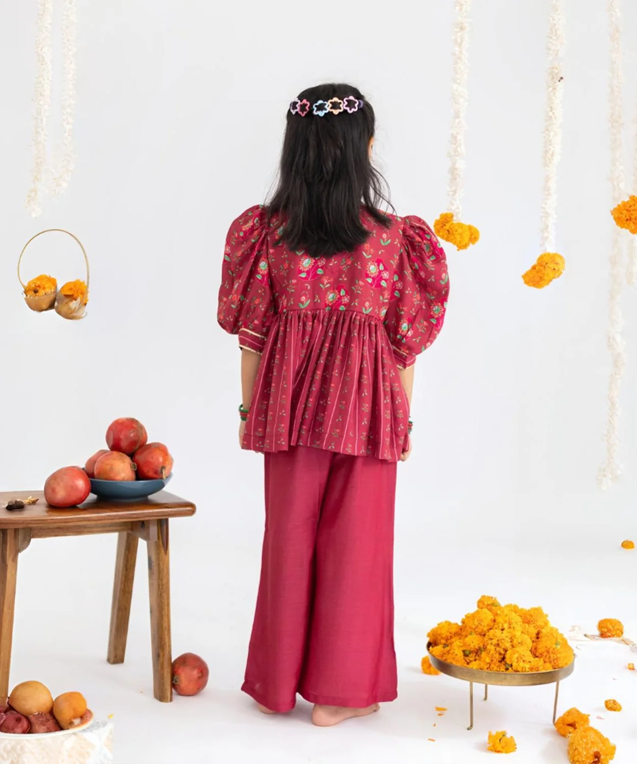 Red Stripes Printed Muslin Top And Palazzo Set