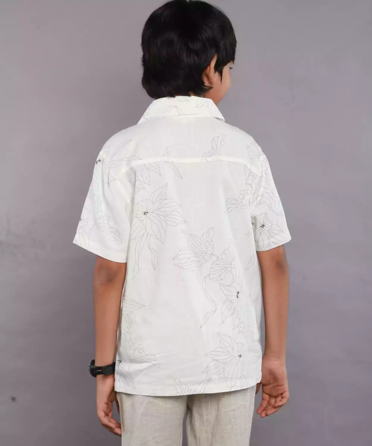 Floral Print Viscose Linen Blend Casual Shirt