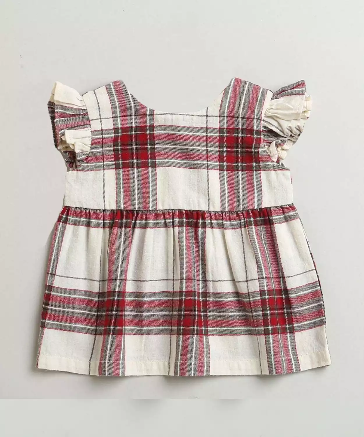 Classic Plaid Ruffle Sleeve Top And Shorts Co-Ord Set