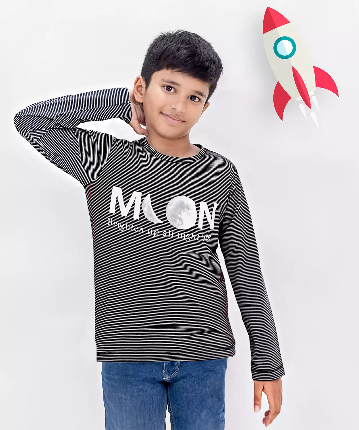 Blue Pure Cotton Full Sleeves T-Shirt