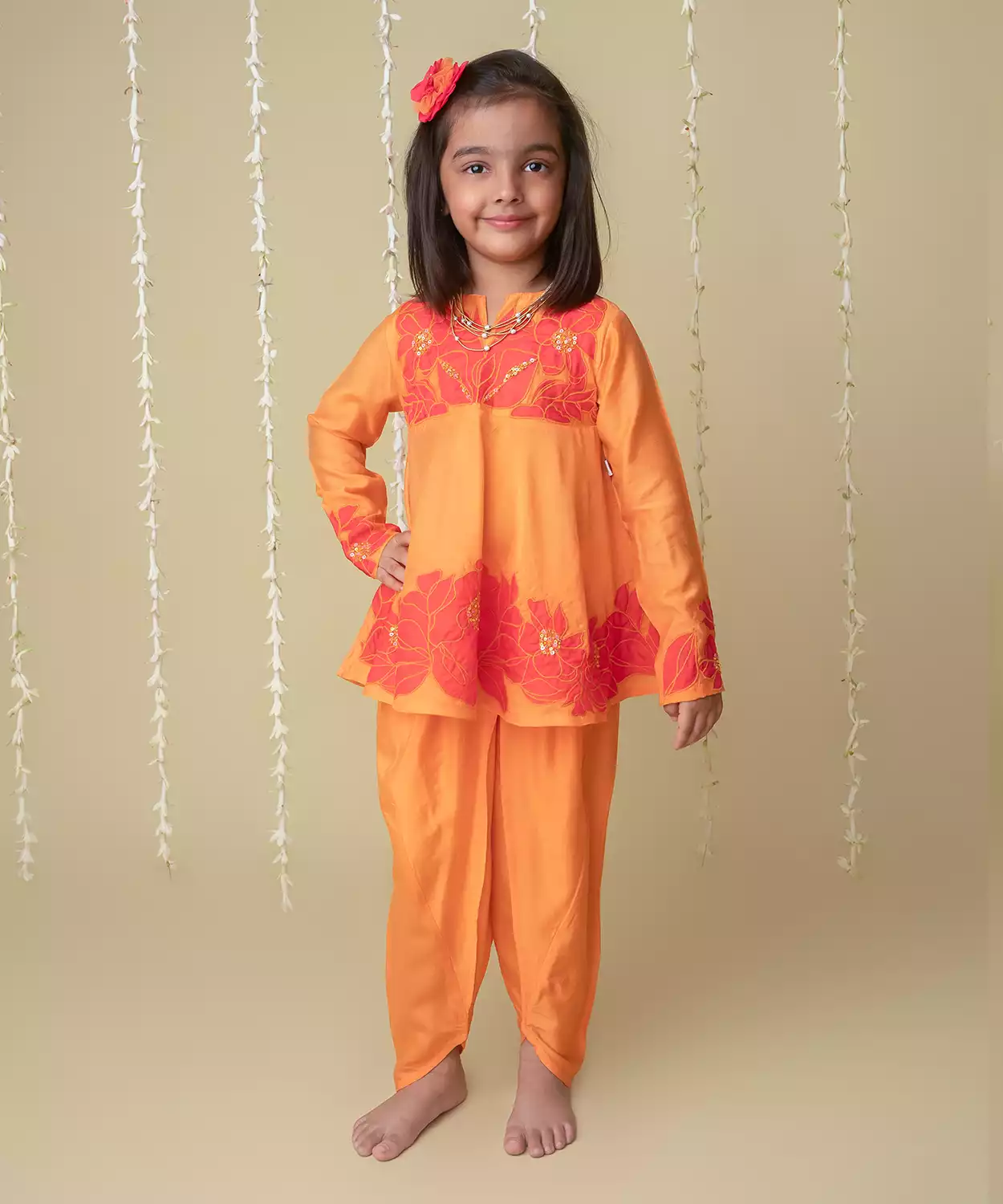 Sunset Applique Dhoti Set