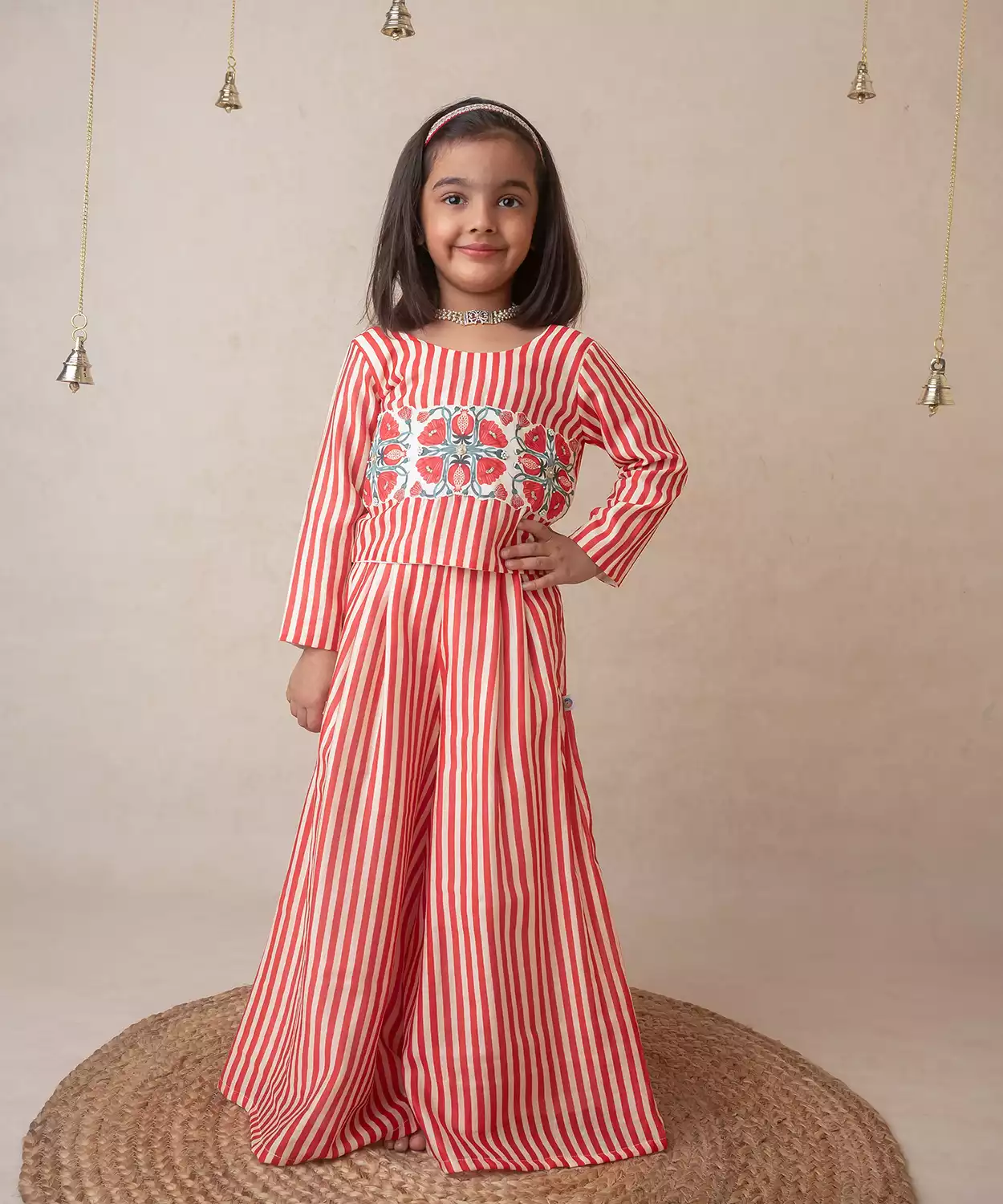 Pomegranate Striped Sharara Set