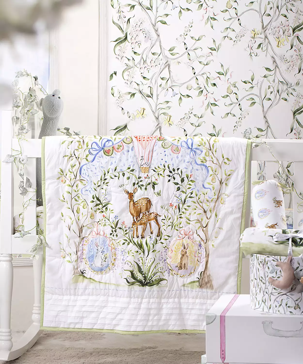Personalised Baby Enchanted Deer Egyptian Cotton Single Bed Quilt