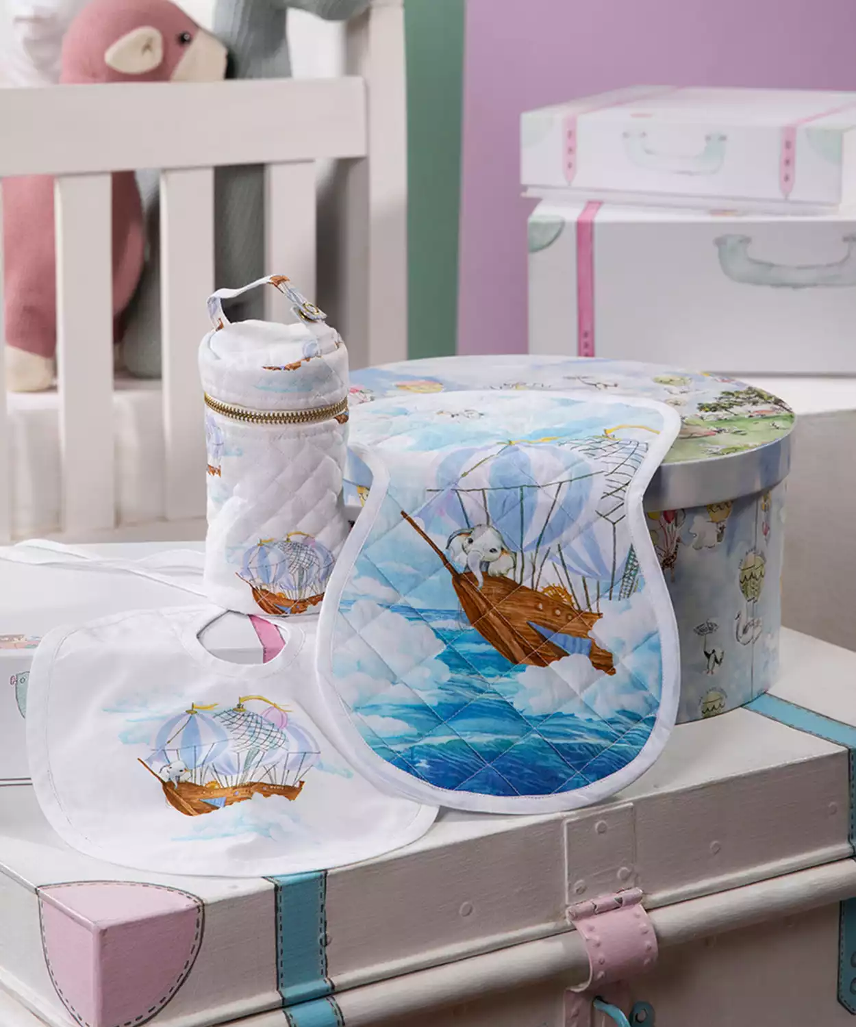 Infant Ele's Print Egyptian Cotton Baby Feed Set- Small (Pack of 3)