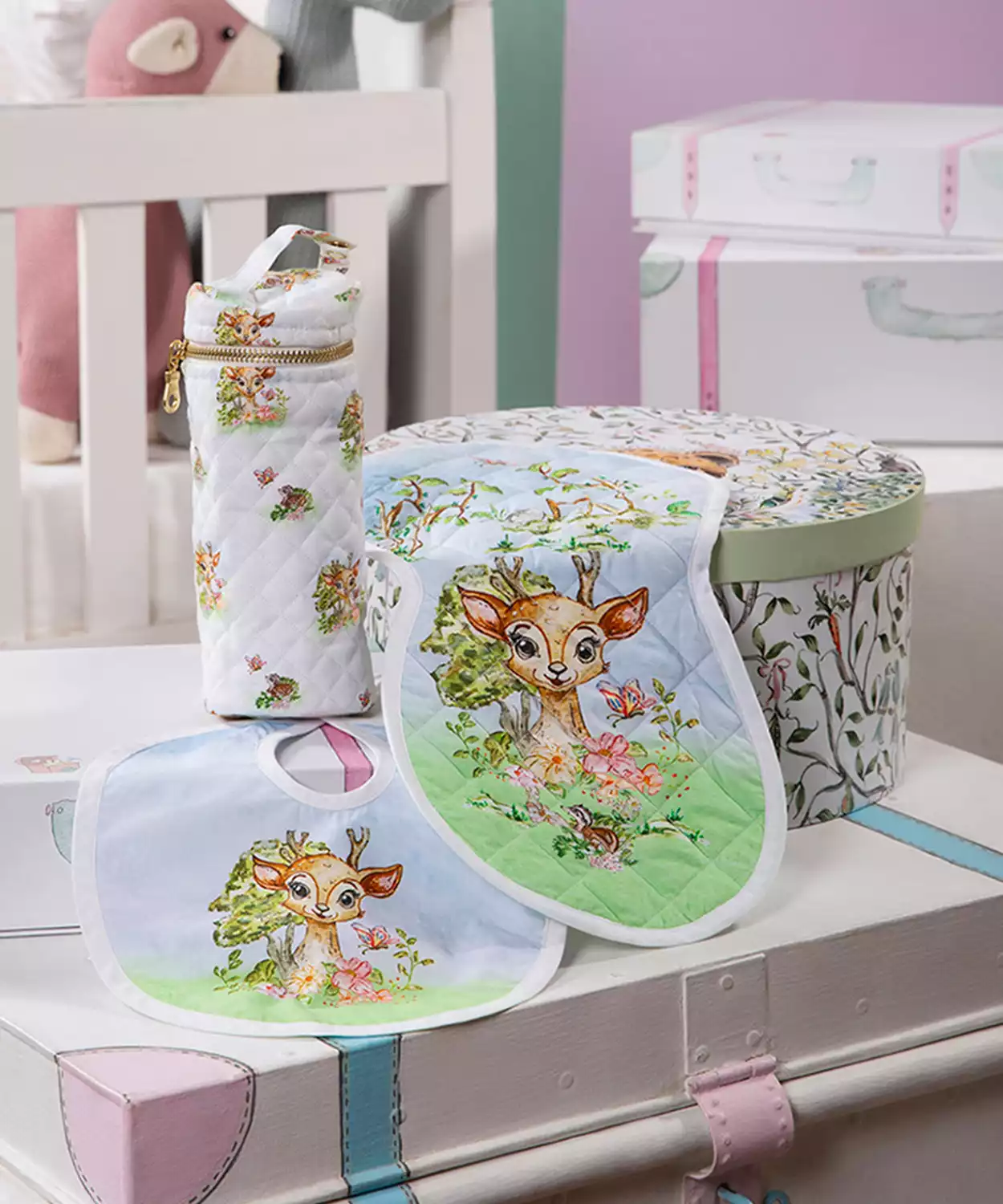 Infant Bambi Print Egyptian Cotton Baby Feed Set- Large (Pack of 3)