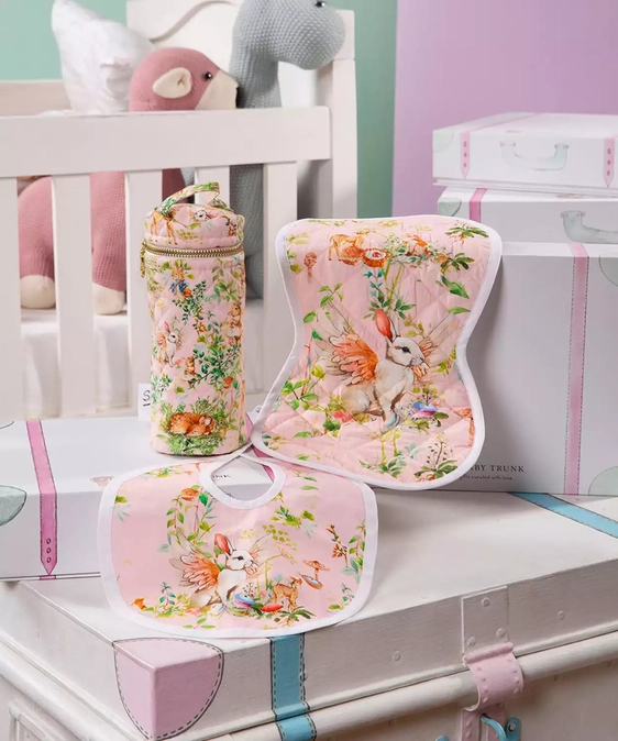 Infant Blush Bunny Egyptian Cotton Baby Feed Set- Large (Pack of 3)