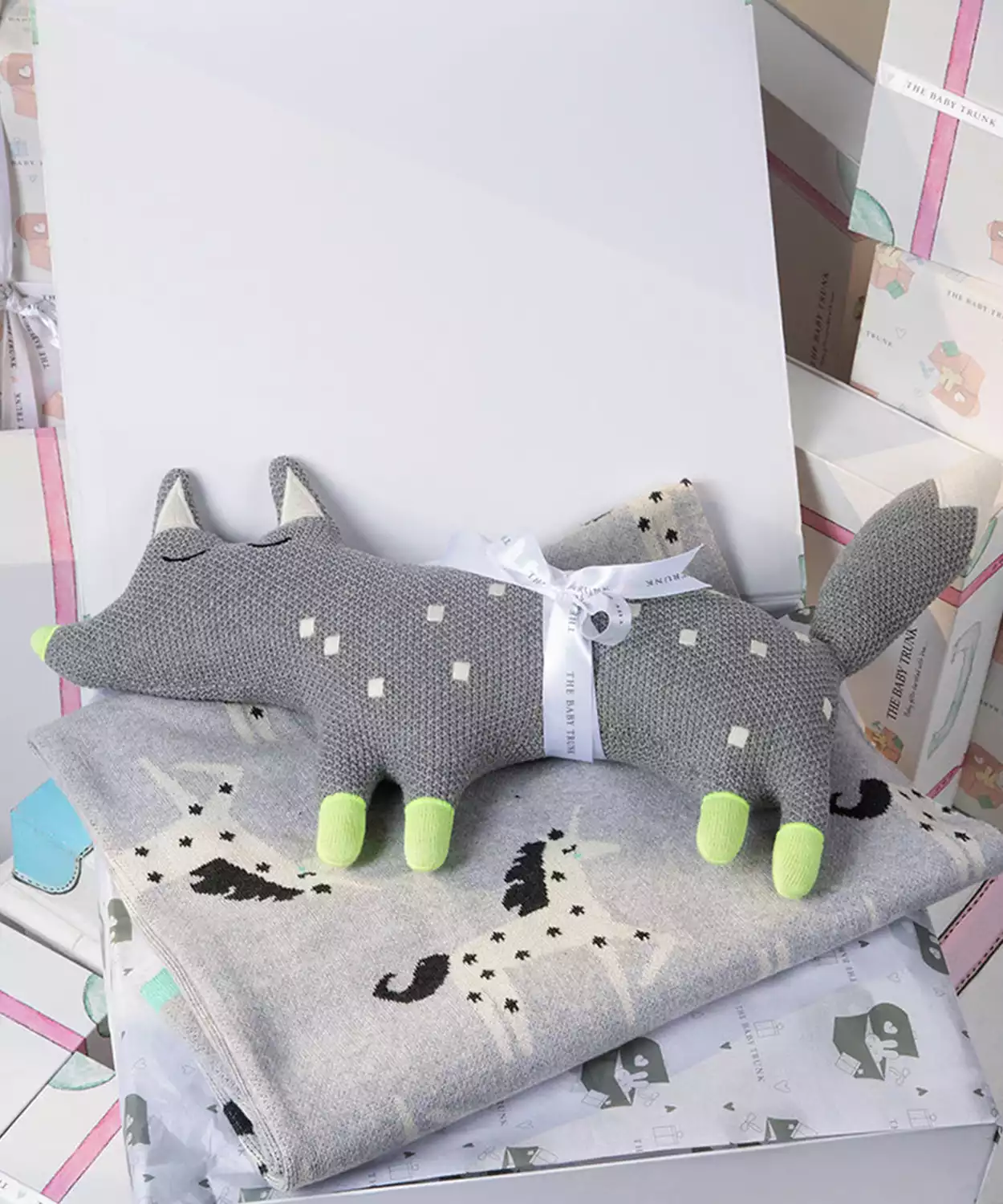 Infant Baby Snuggle Blanket & Buddy Toy Gift Set Box (Pack of 2)