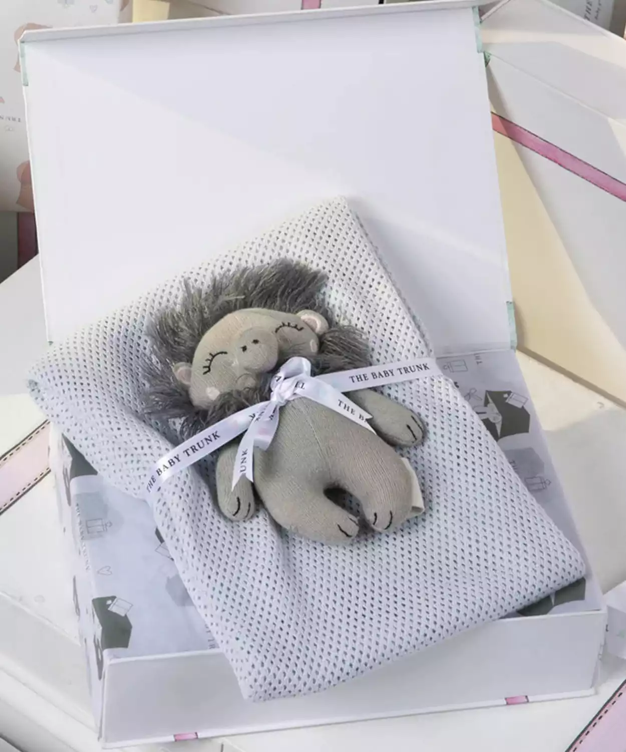 Infants Knitted Snuggle Blanket & Lion Rattle Gift Set Box (Pack of 2)