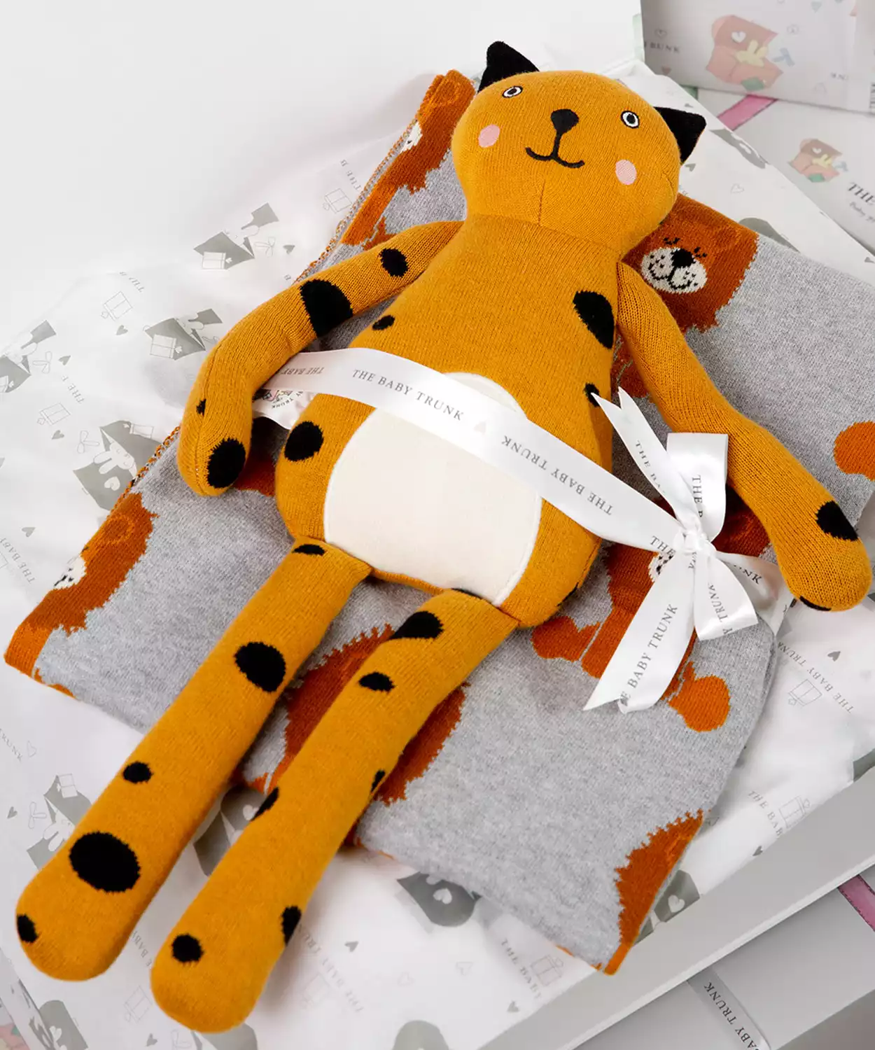 Infants Knitted Snuggle Lion Blanket & Cub Toy Gift Set Box (Pack of 2)