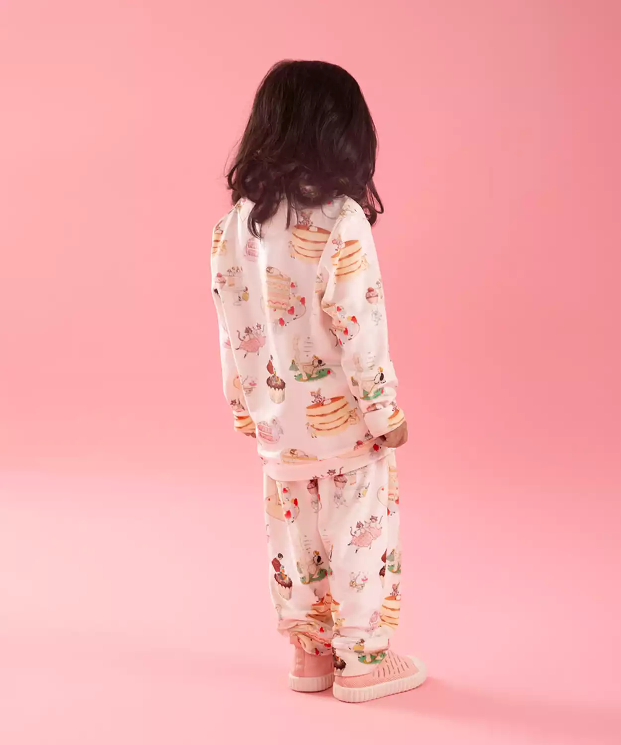 Multi-color Velour Pastry Chef Print Plush Co-ord Sets for Girls