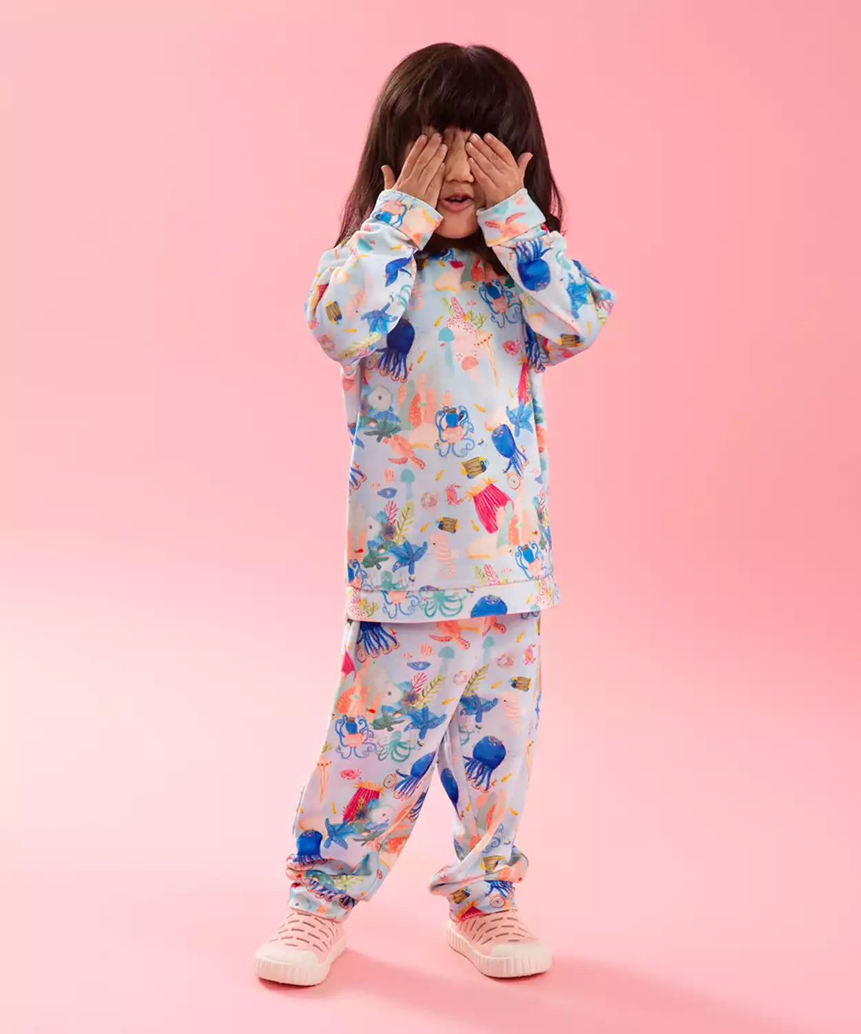 Multi-color Velour Aqua Print Plush Co-ord Sets