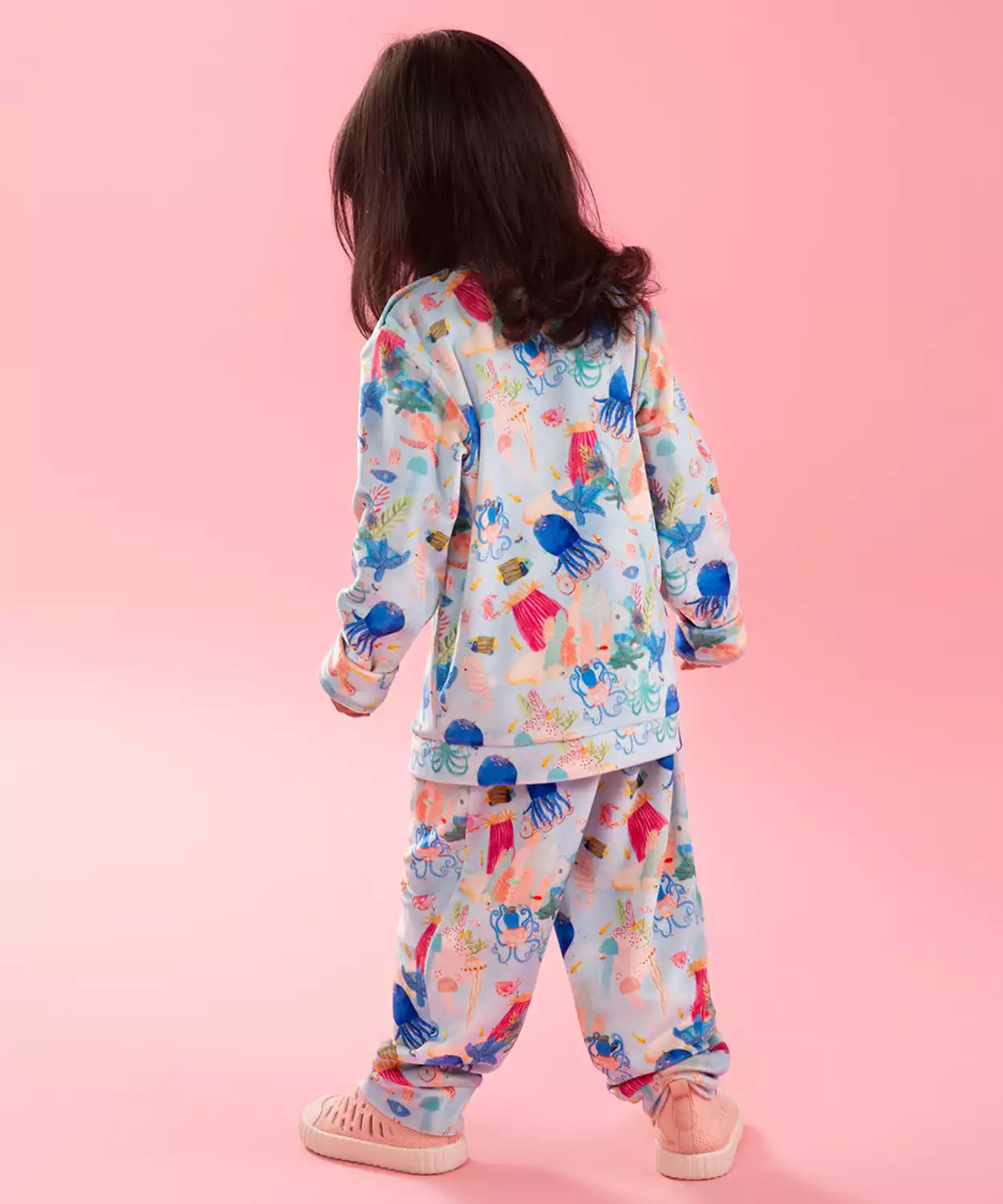 Multi-color Velour Aqua Print Plush Co-ord Sets