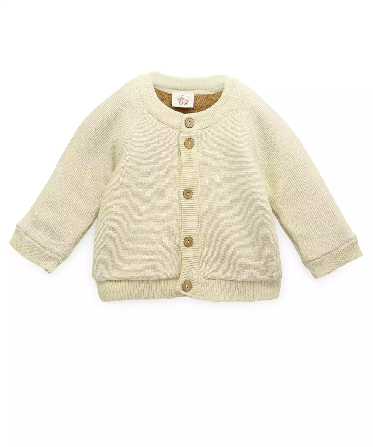 Off- White Cardigan With Contrast Sherpa Lining