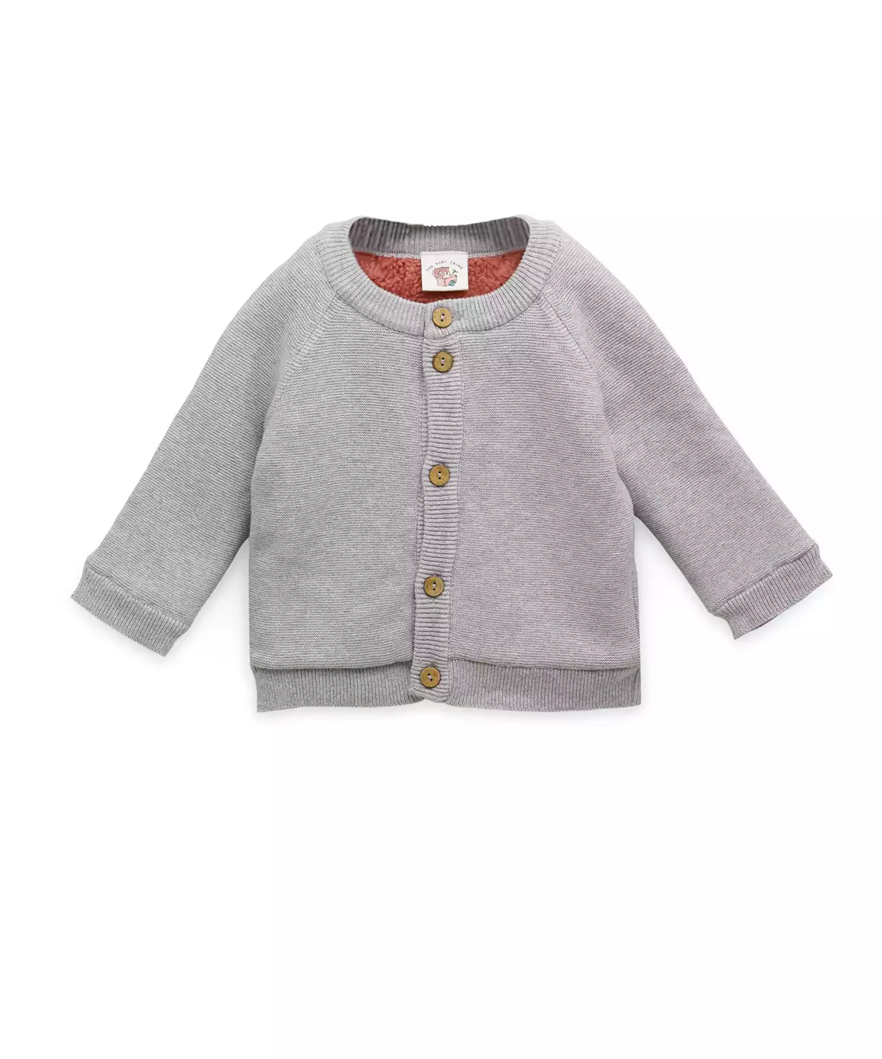 Grey Cardigan With Contrast Pink Sherpa Lining