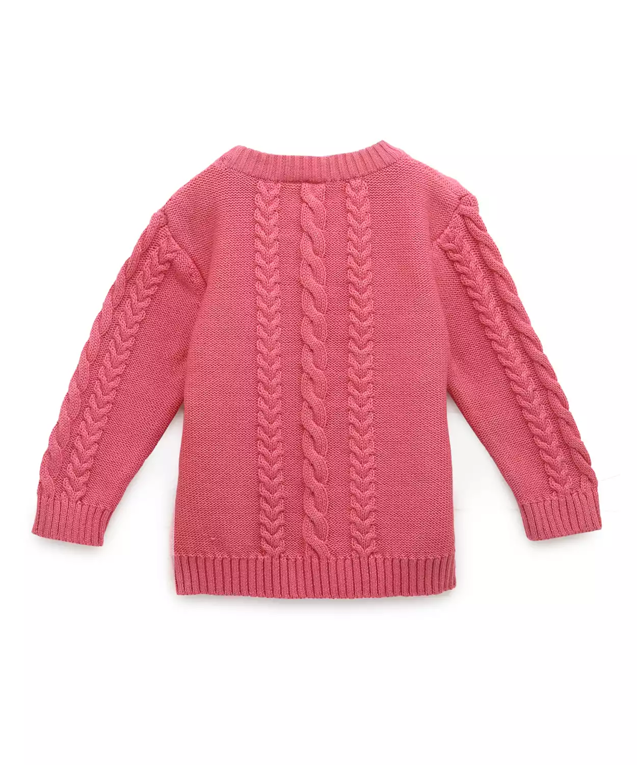 Pink Cable Round Neck Sweater