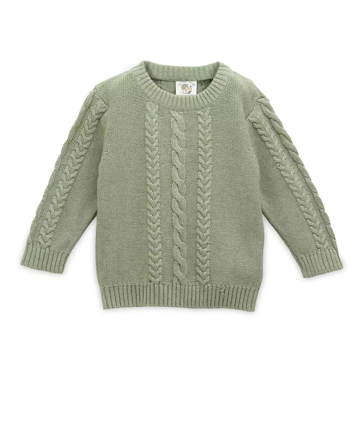 Green Cable Round Neck Sweater