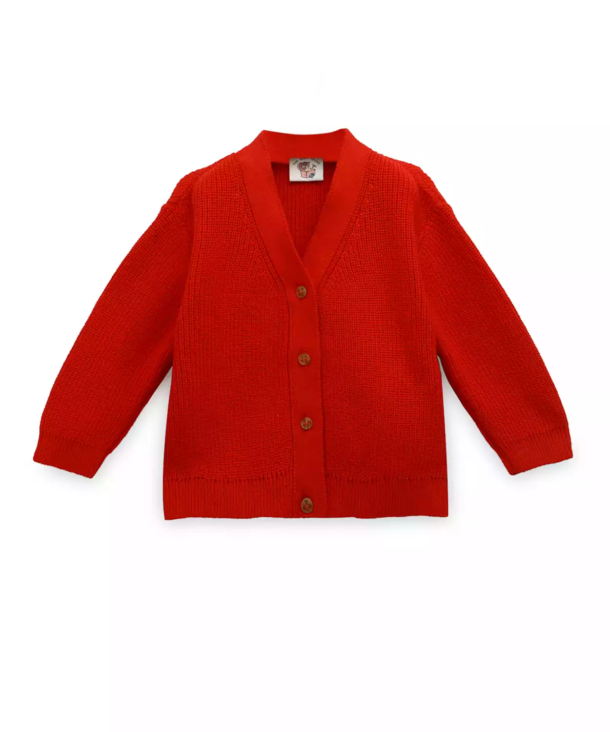 Red Button-Down Knitted Cardigan
