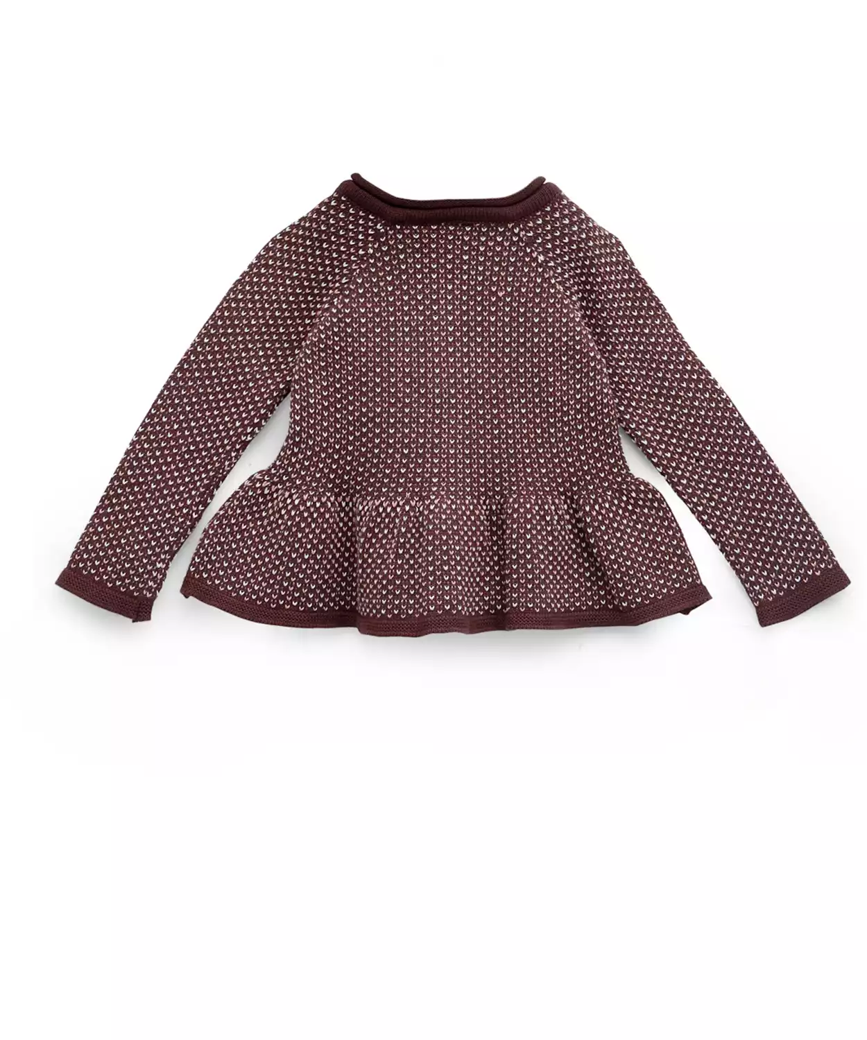 Brown Button-Down Knitted Peplum Cardigan