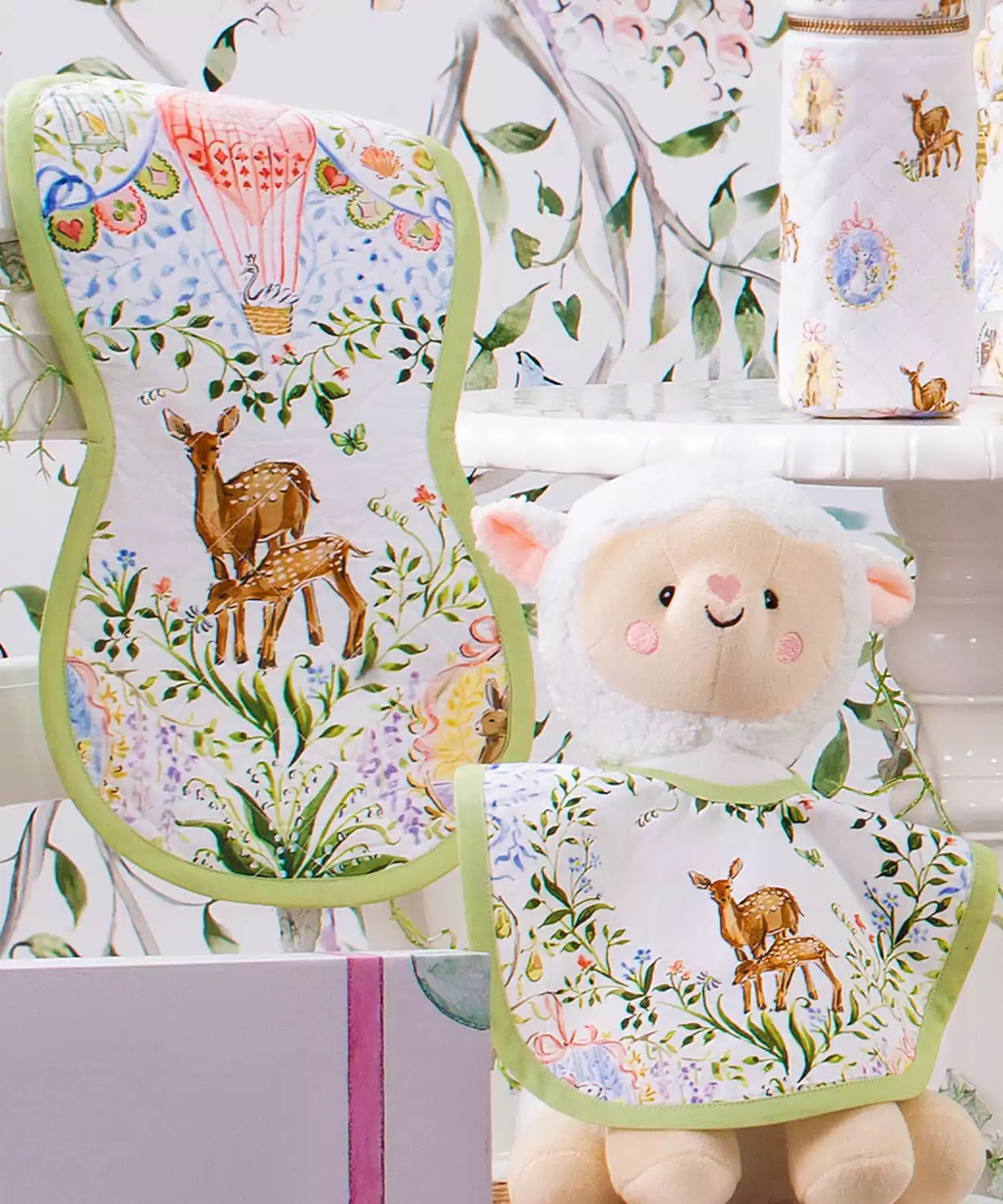 Infant Deer Print Egyptian Cotton Baby Feed Set (Pack of 3)